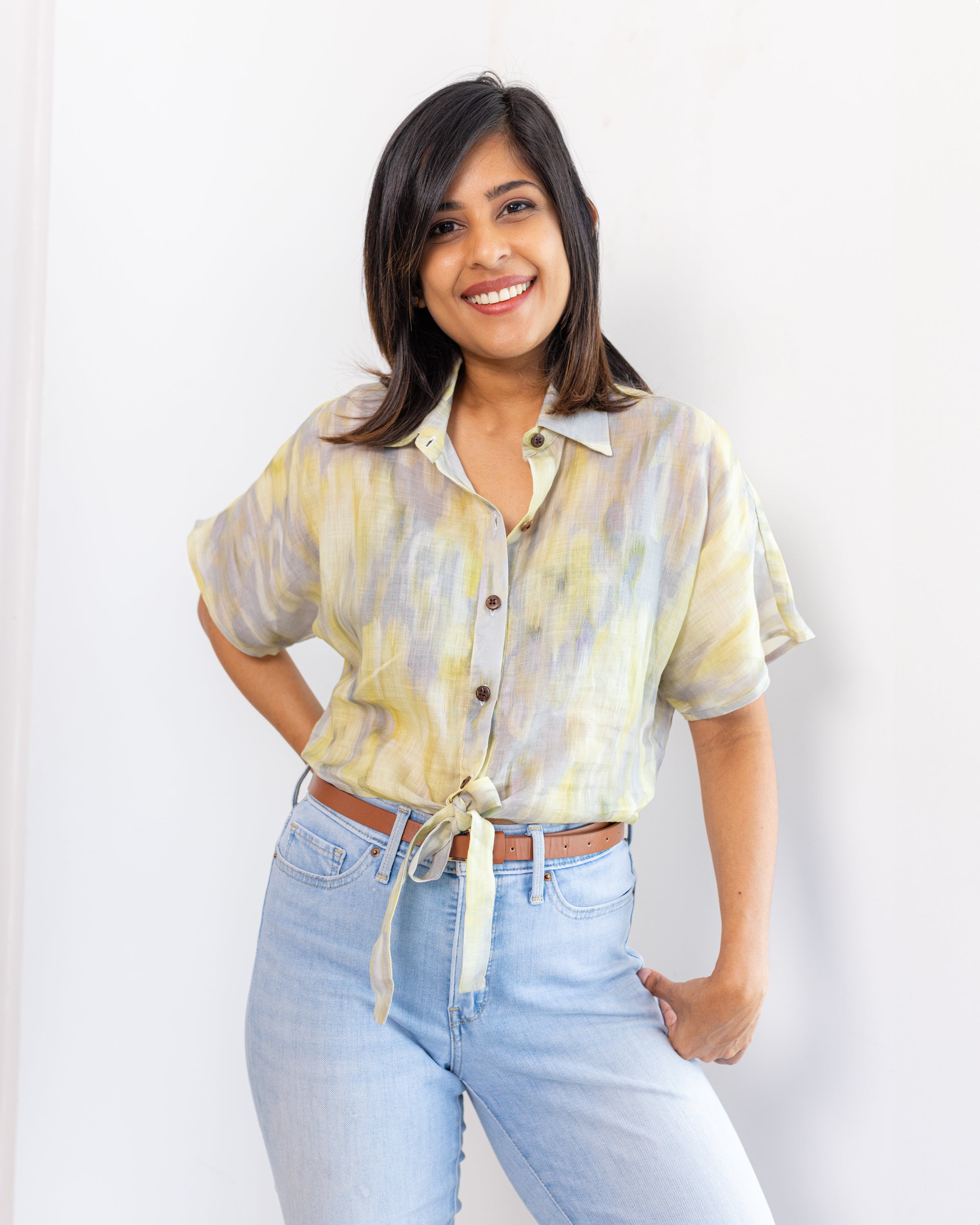 Leiah Tie Up Top -Tie Dye