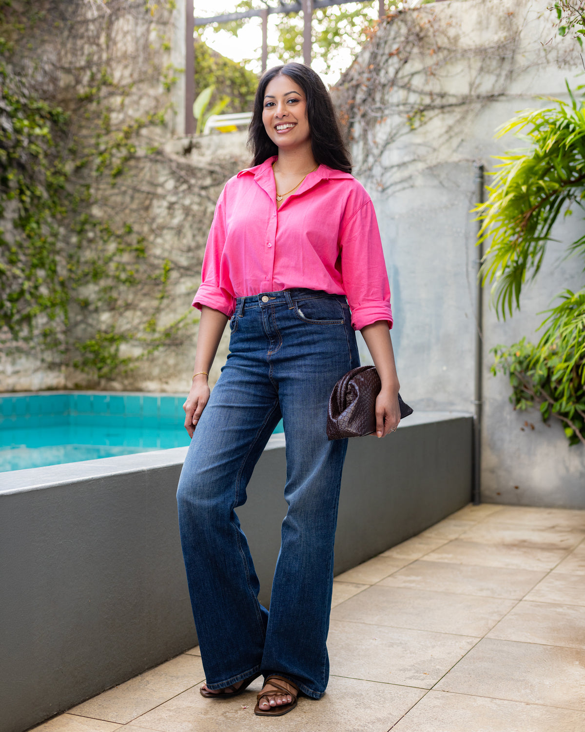 Dina long Sleeve Linen Shirt -PInk