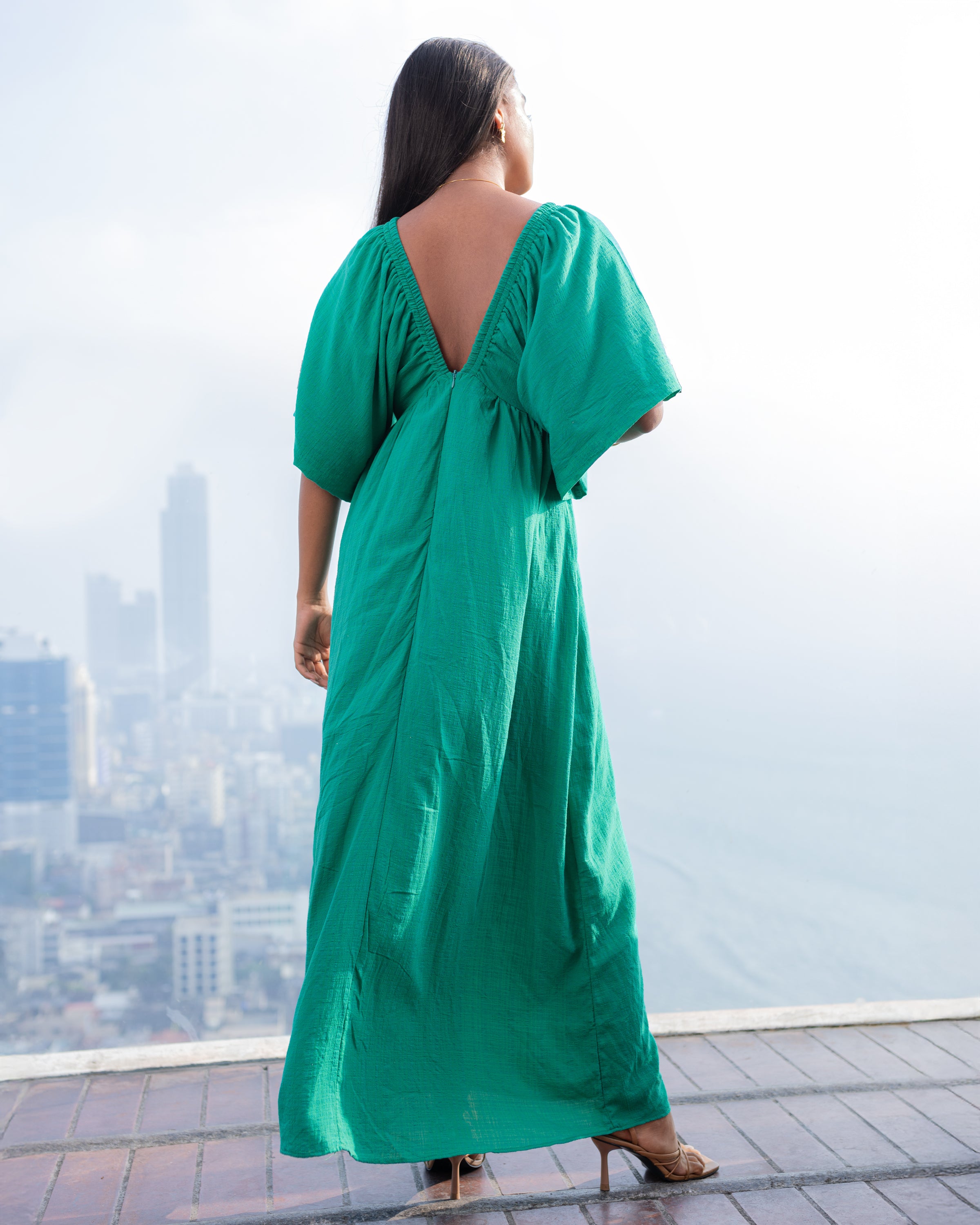 Golden Glow Maxi Dress - Green