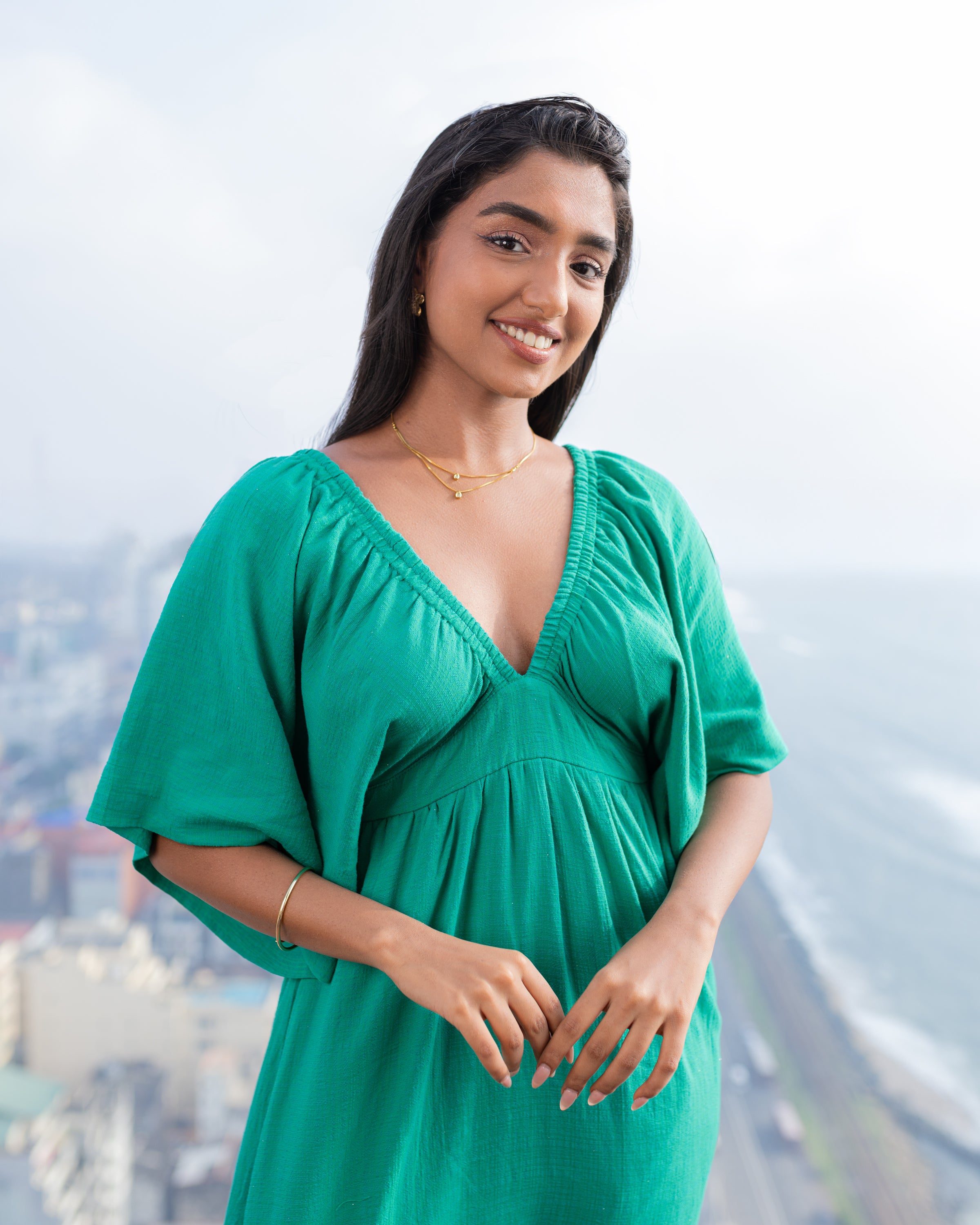 Golden Glow Maxi Dress - Green