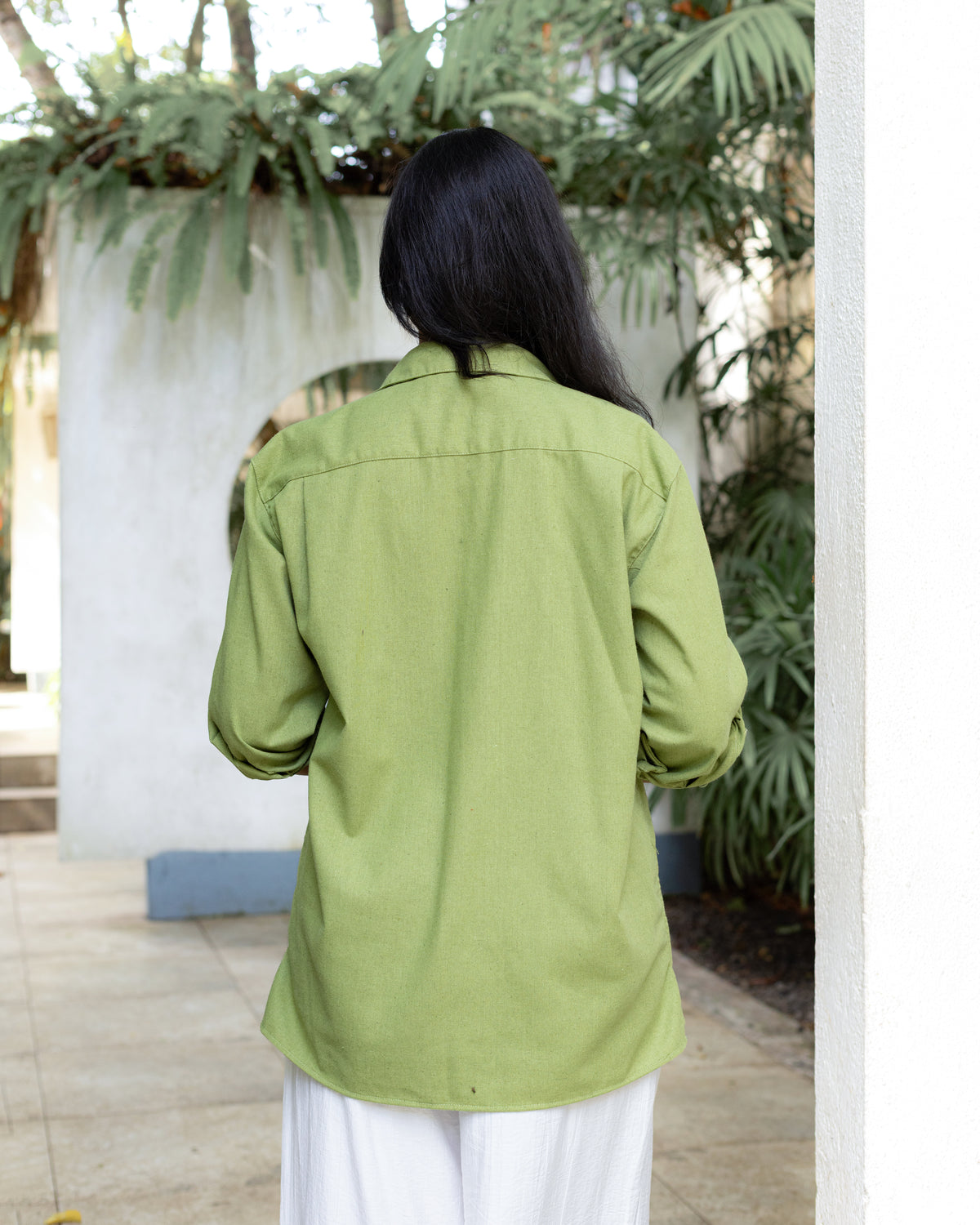 Dina long Sleeve Linen Shirt - Olive
