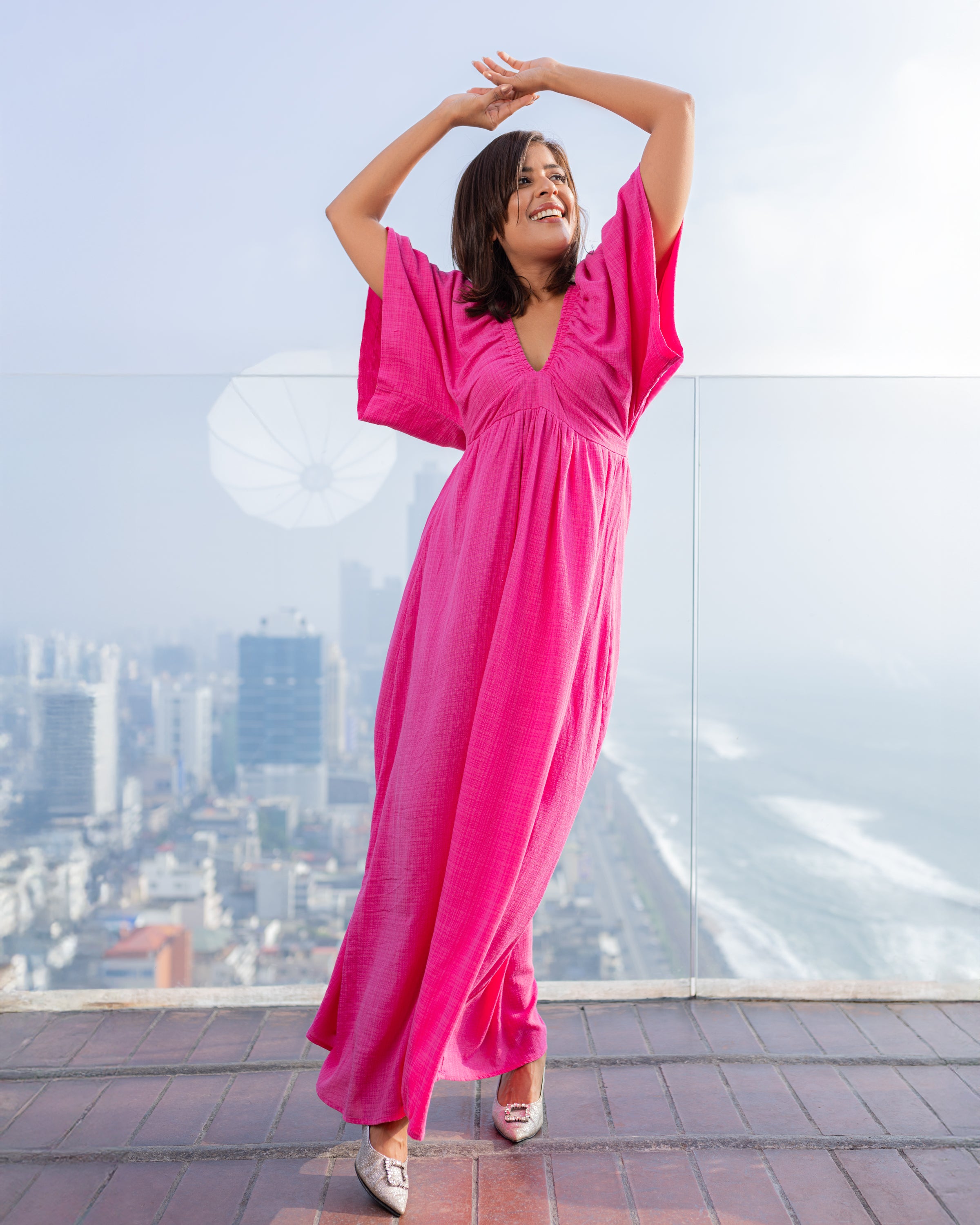 Golden Glow Maxi Dress - Pink