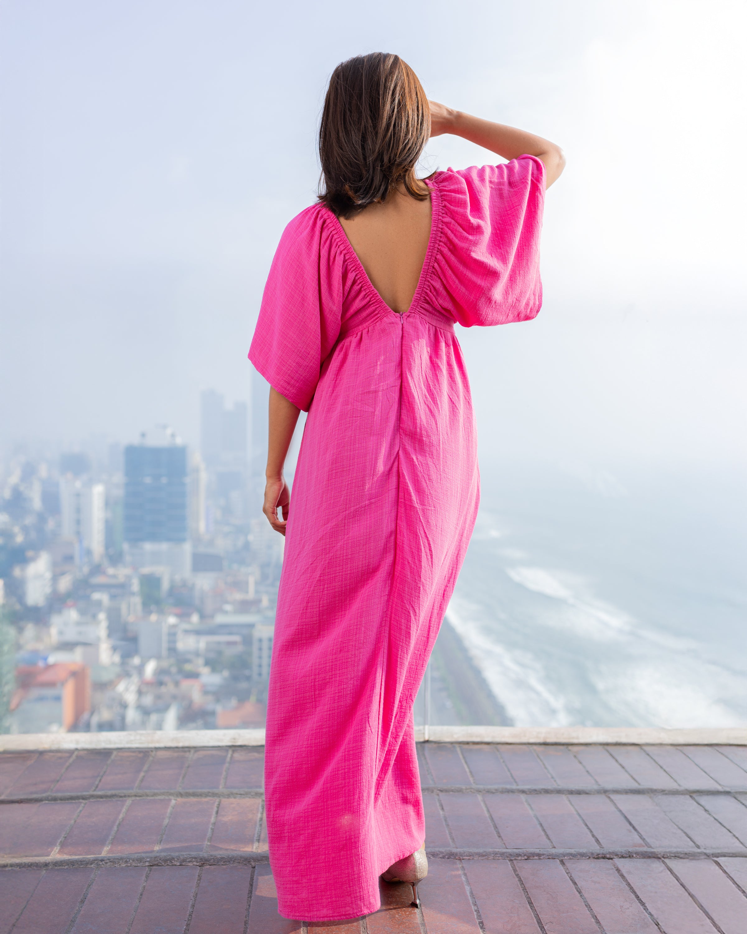 Golden Glow Maxi Dress - Pink
