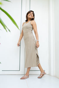 Adela Midi Dress-Beige