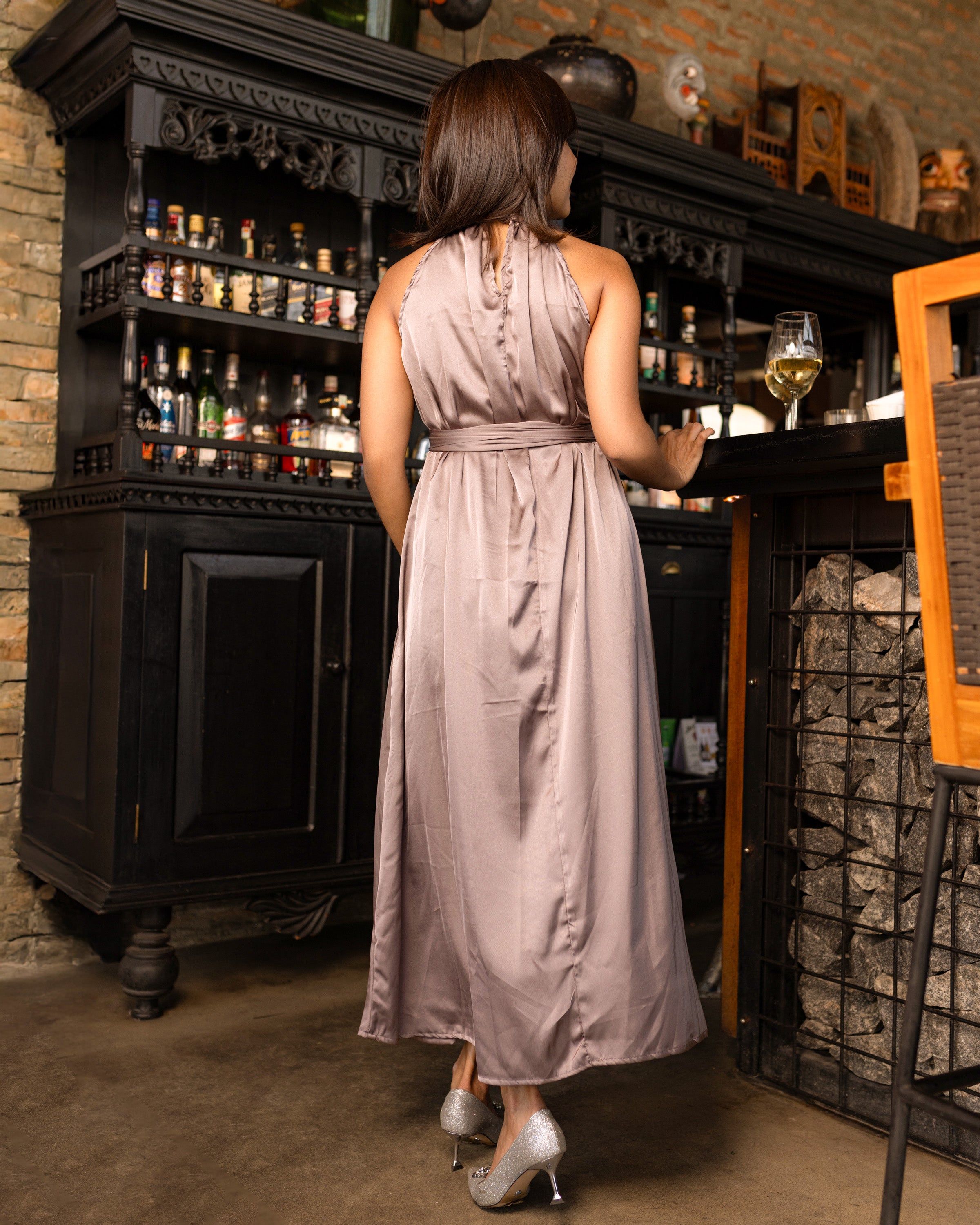 Sienna Halter Dress - Bronze