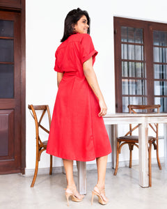 Gal on Fire Midi Dress - Red