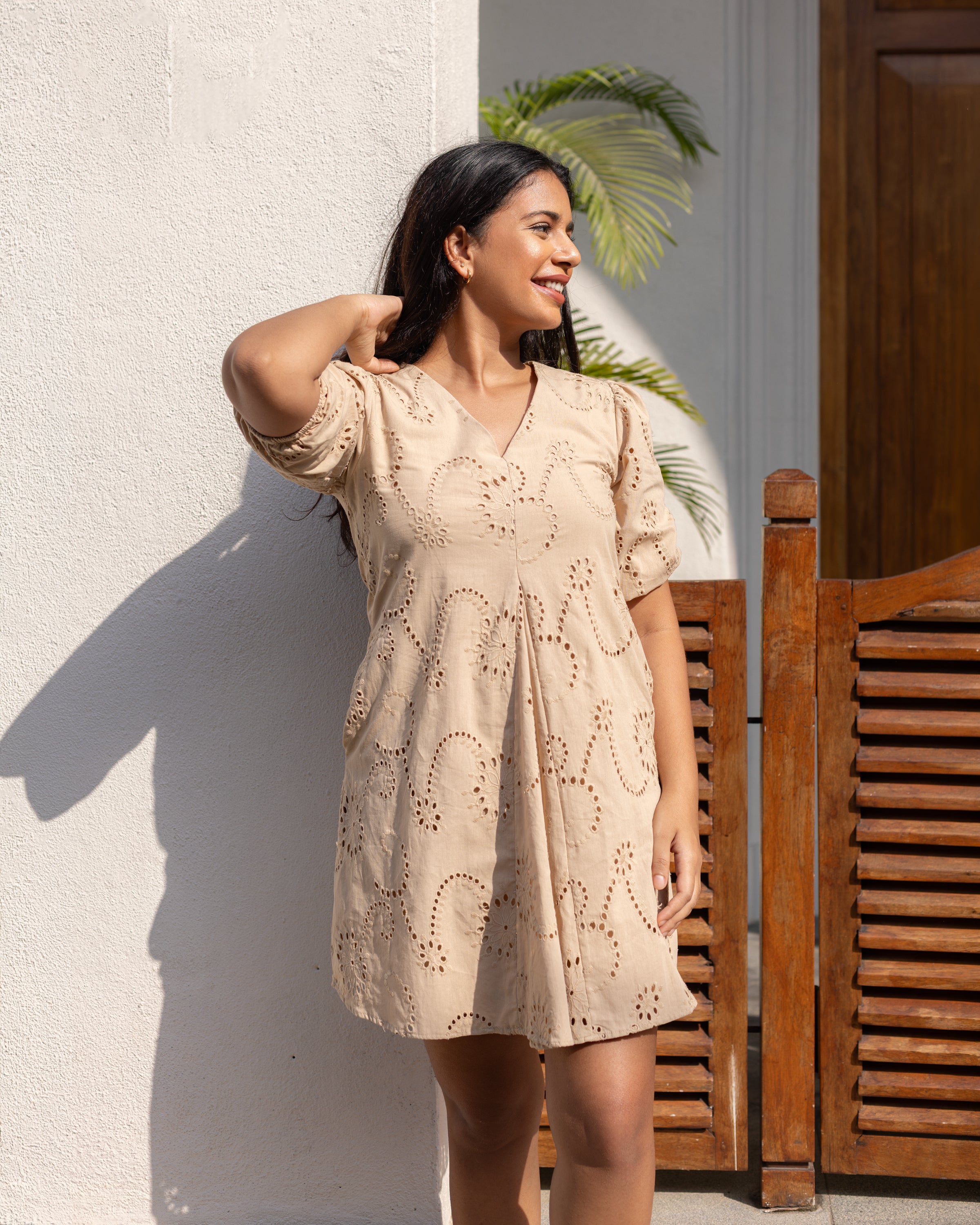 Sweet Caroline Cutlon Dress Beige