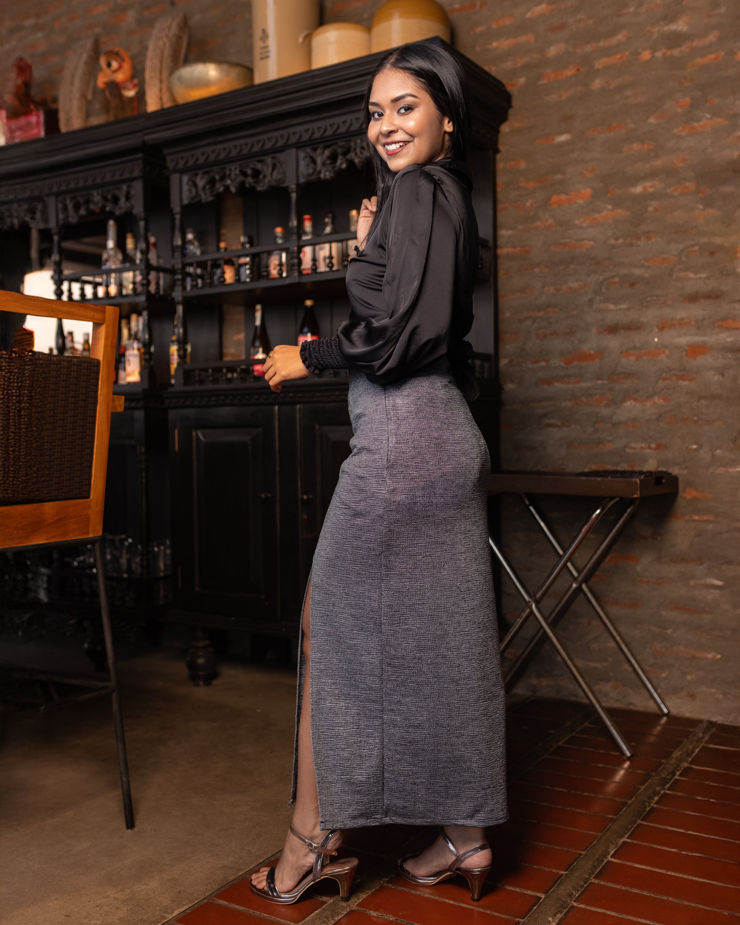Zoe Skirt - Metalic Grey