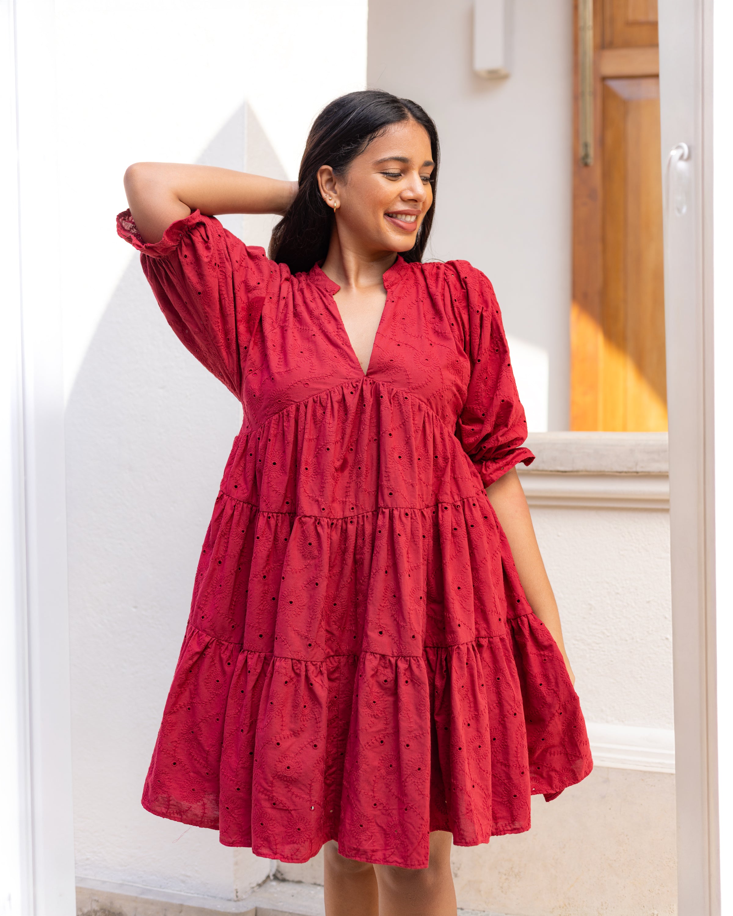 Azura Midi Dress - Maroon