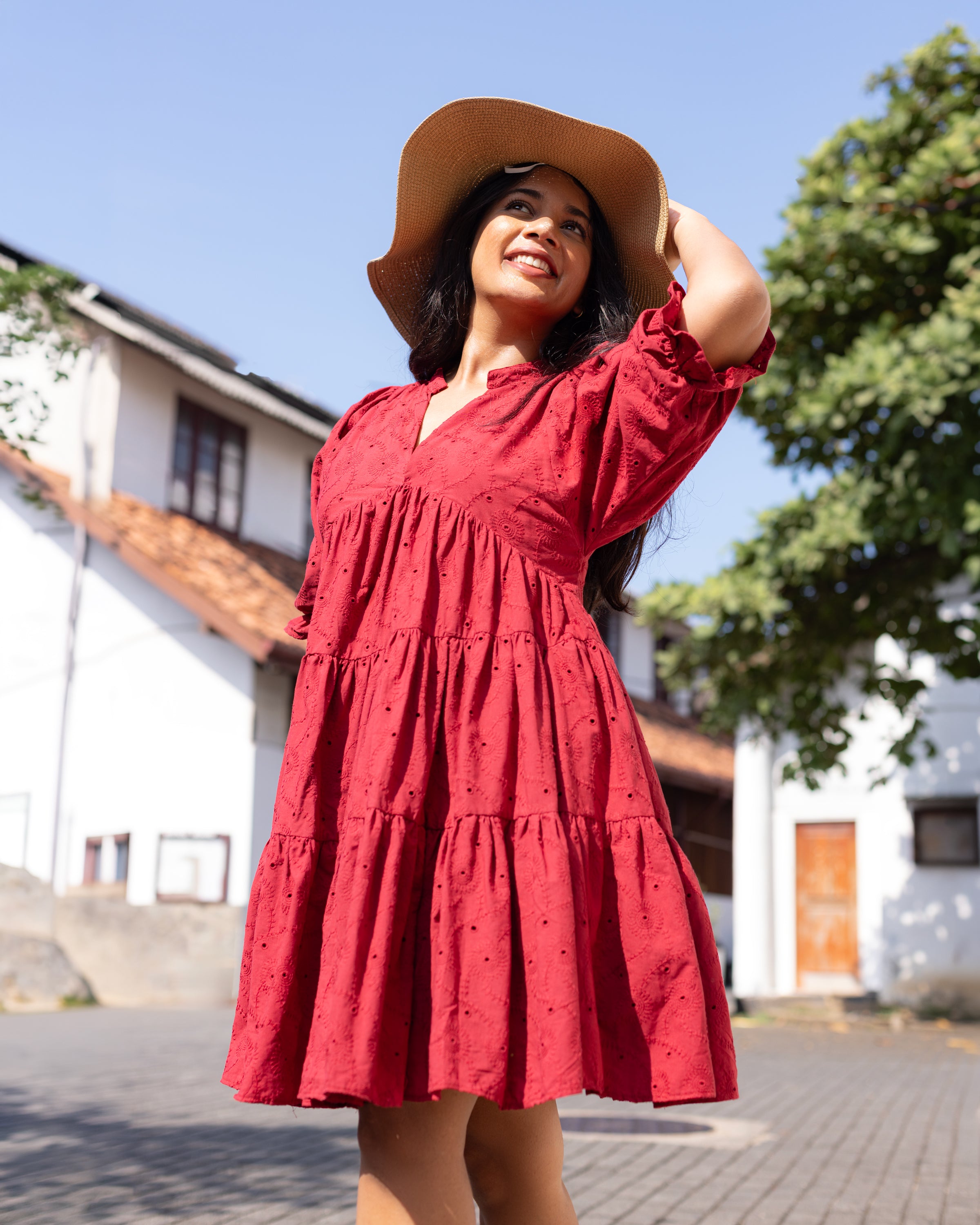 Azura Midi Dress - Maroon