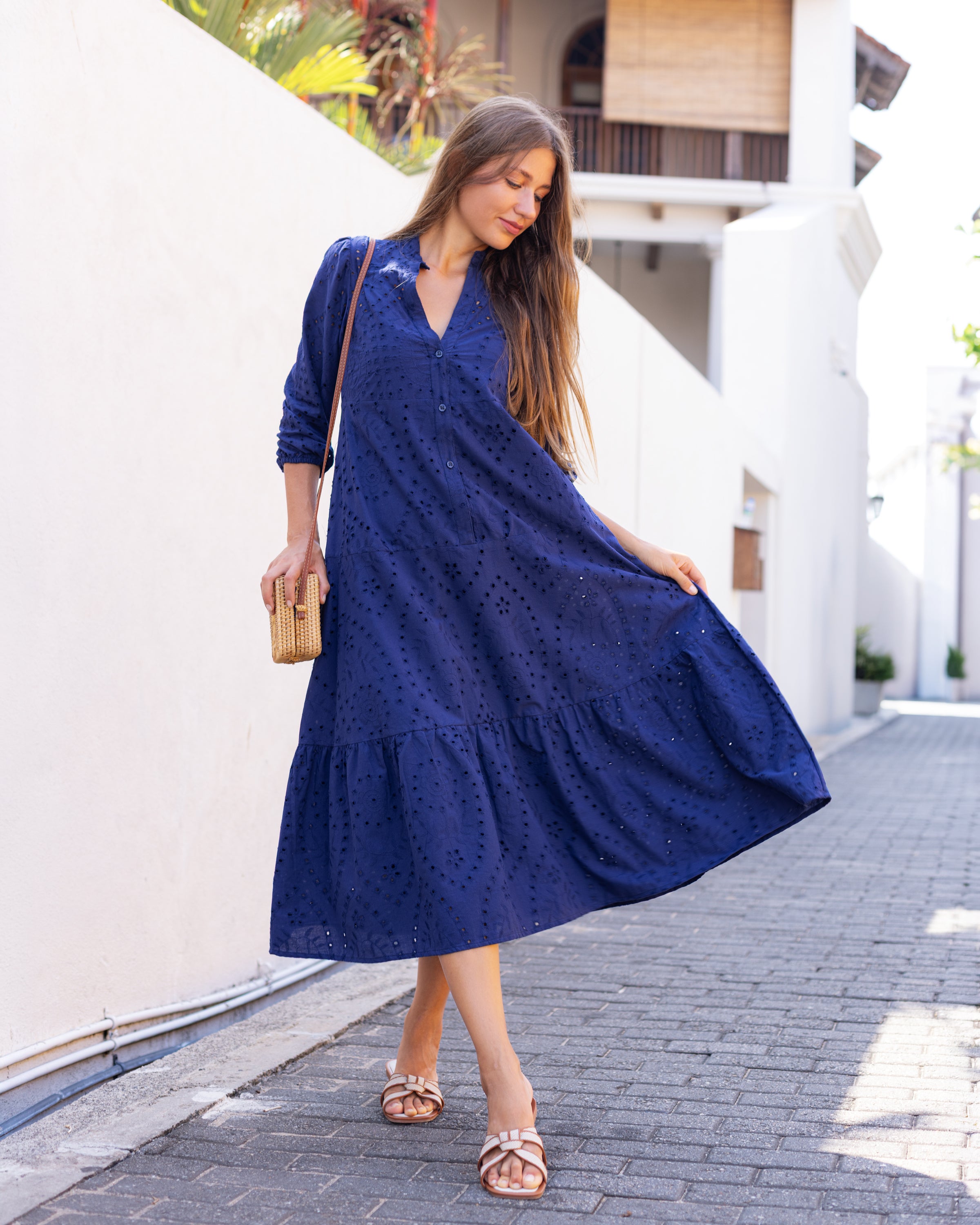 Love Dove Cutlon Maxi Dress with Petticoat - Blue