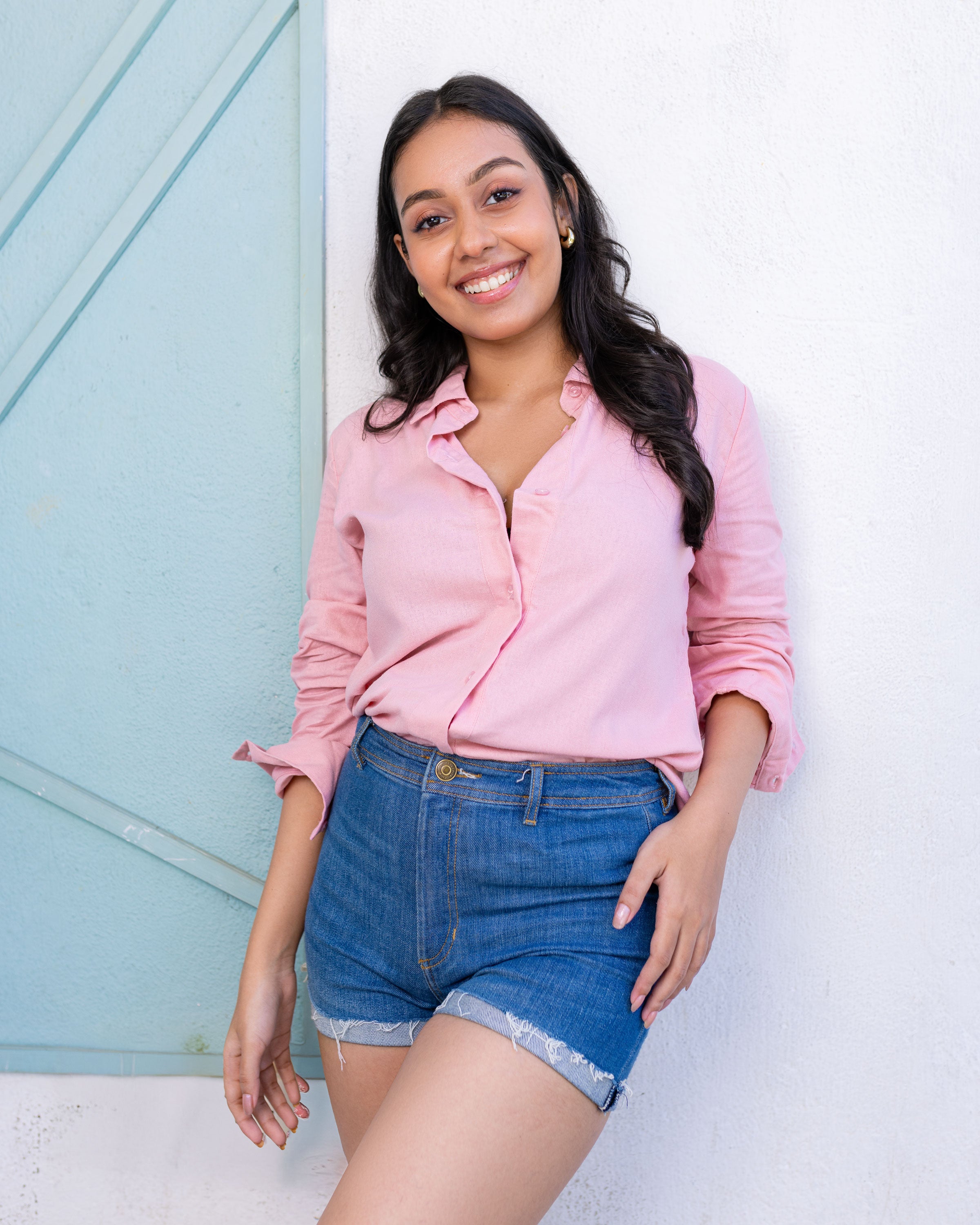 Dedunu Linen Oversized Shirt - Pink