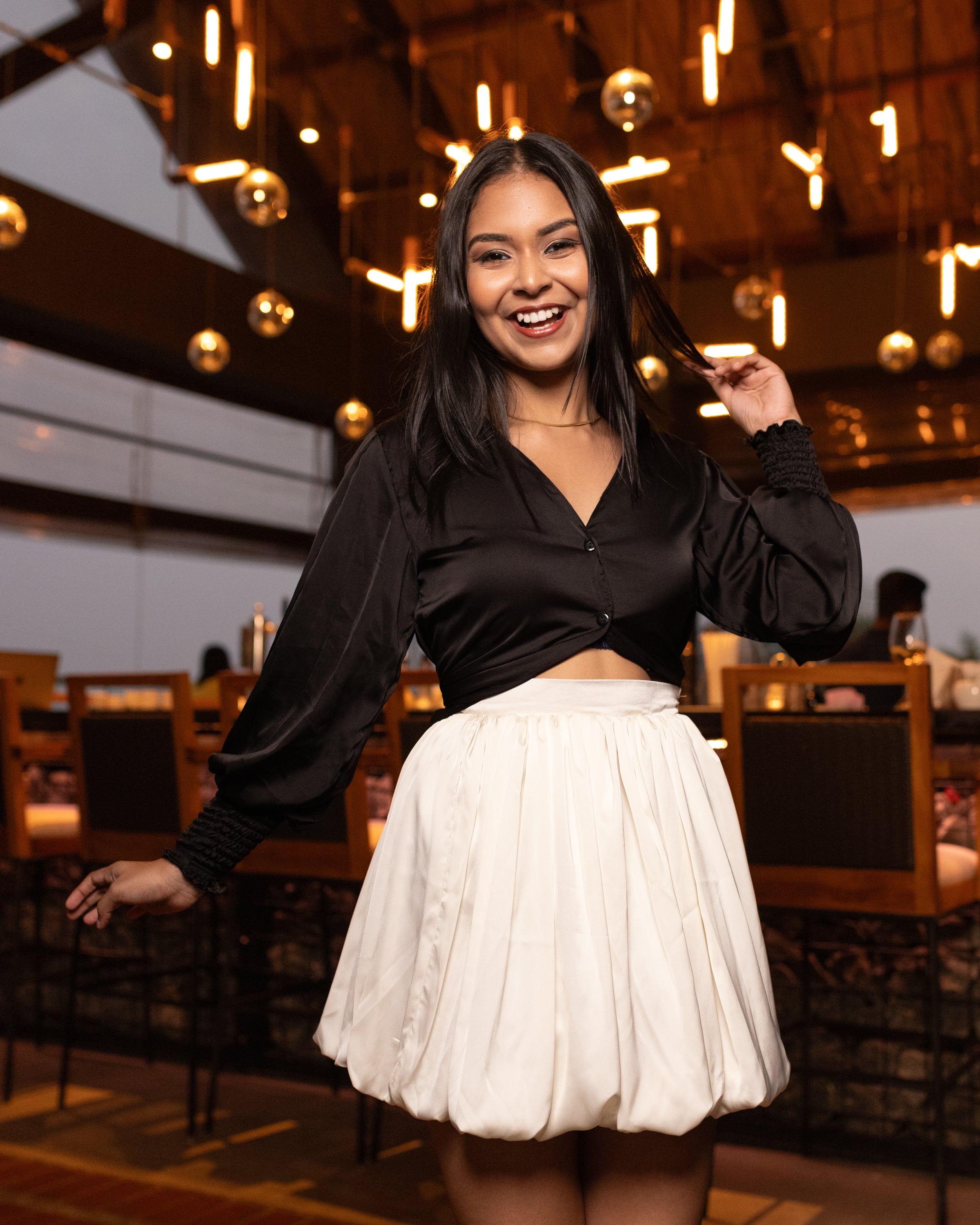 Twinkle Balloon Mini Skirt - White