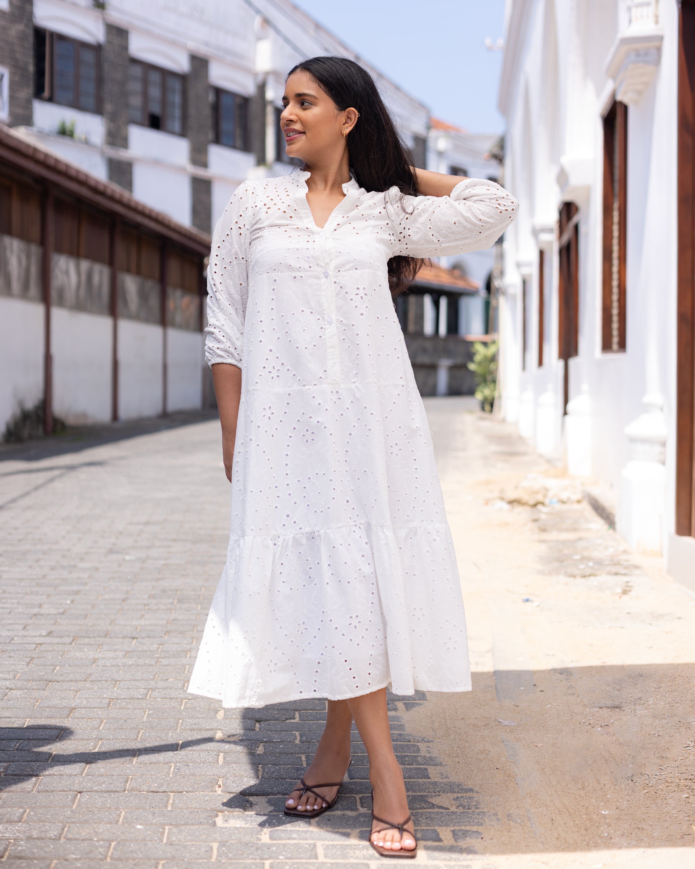 Love Dove Cutlon Maxi Dress with Petticoat - White