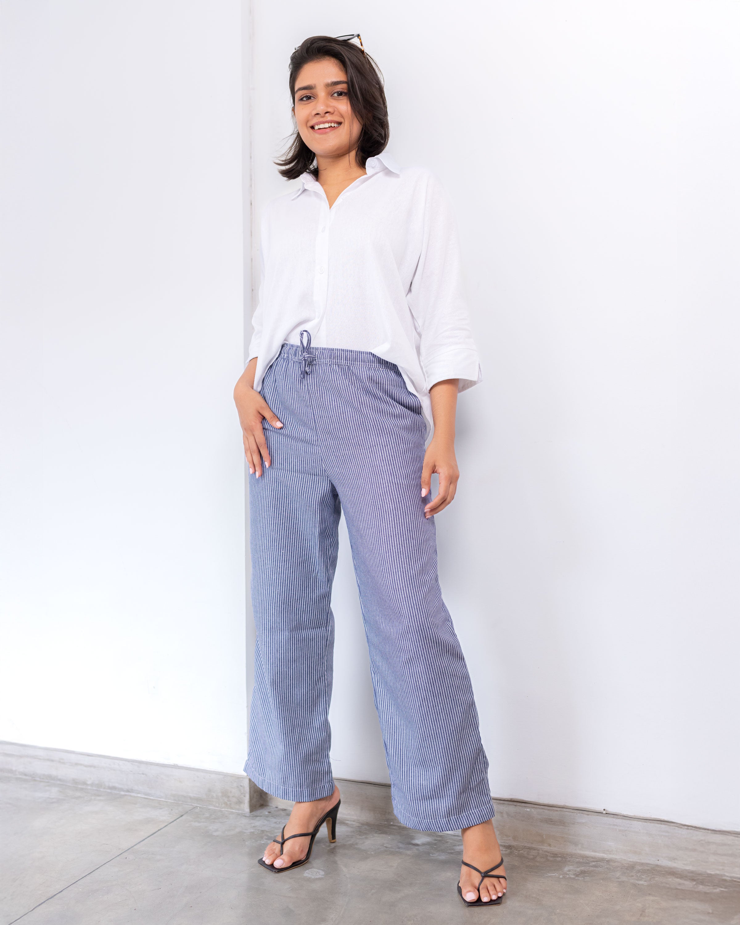 Bonny Linen Pull on Pant- Stripe