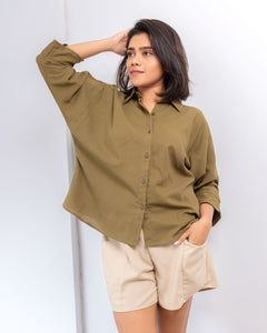 Milan Linen Top - Olive