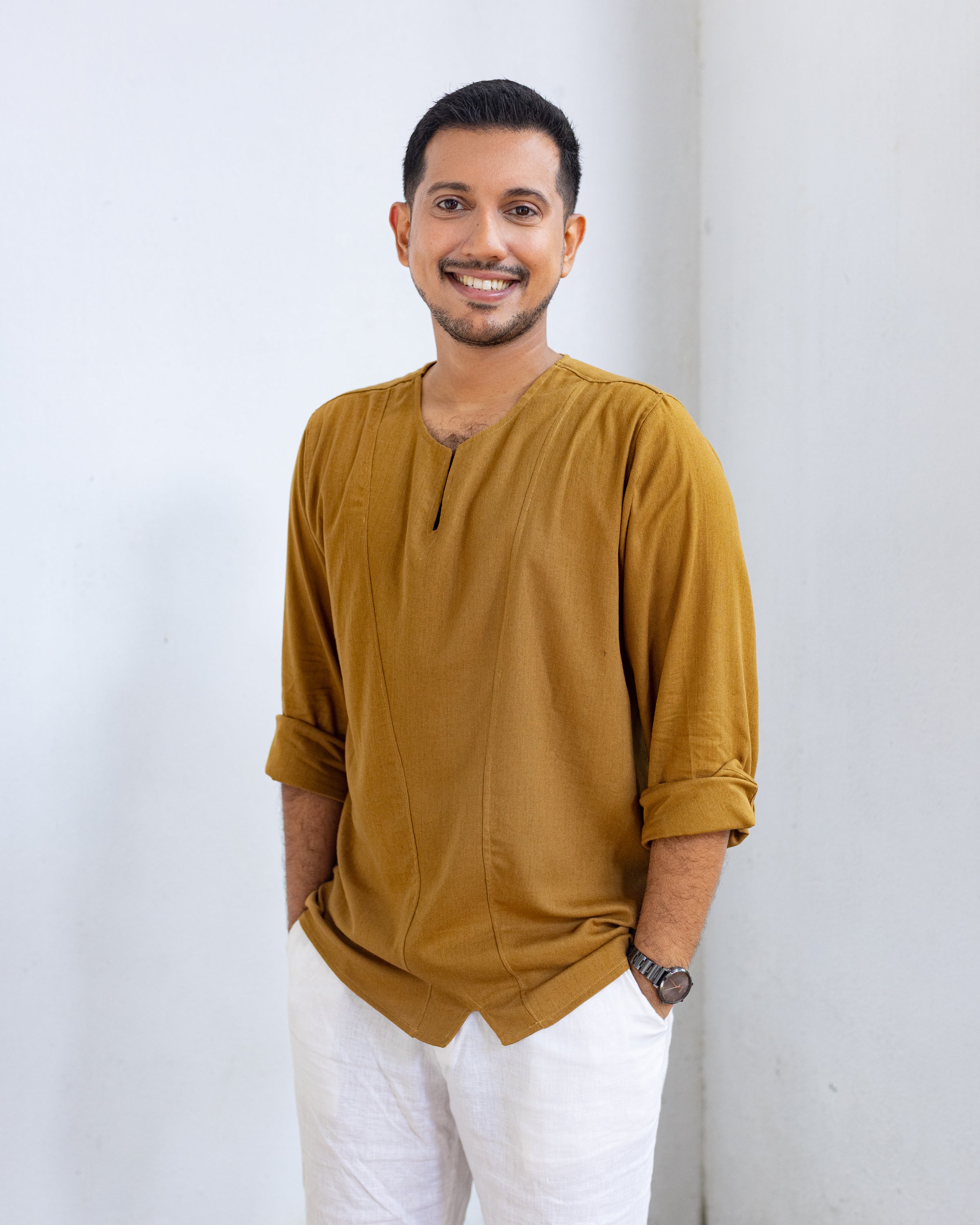 Lucas linen shirt - Brown