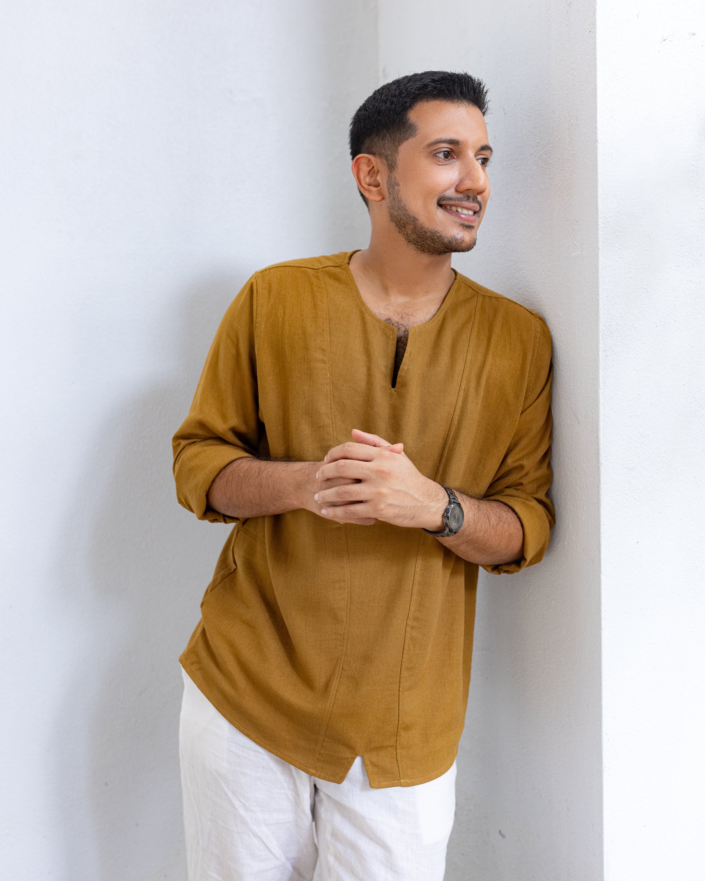 Lucas linen shirt - Brown