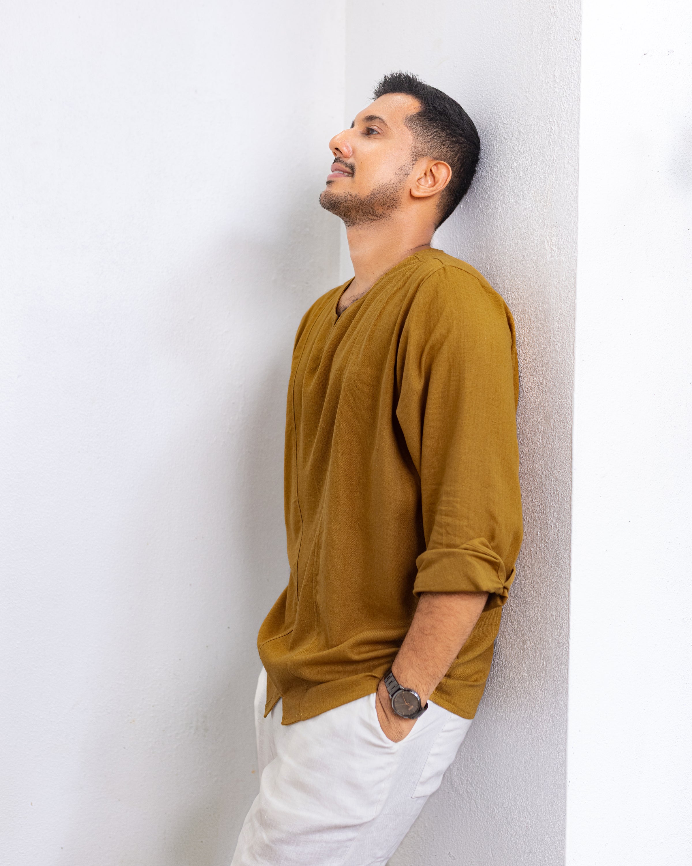 Lucas linen shirt - Brown