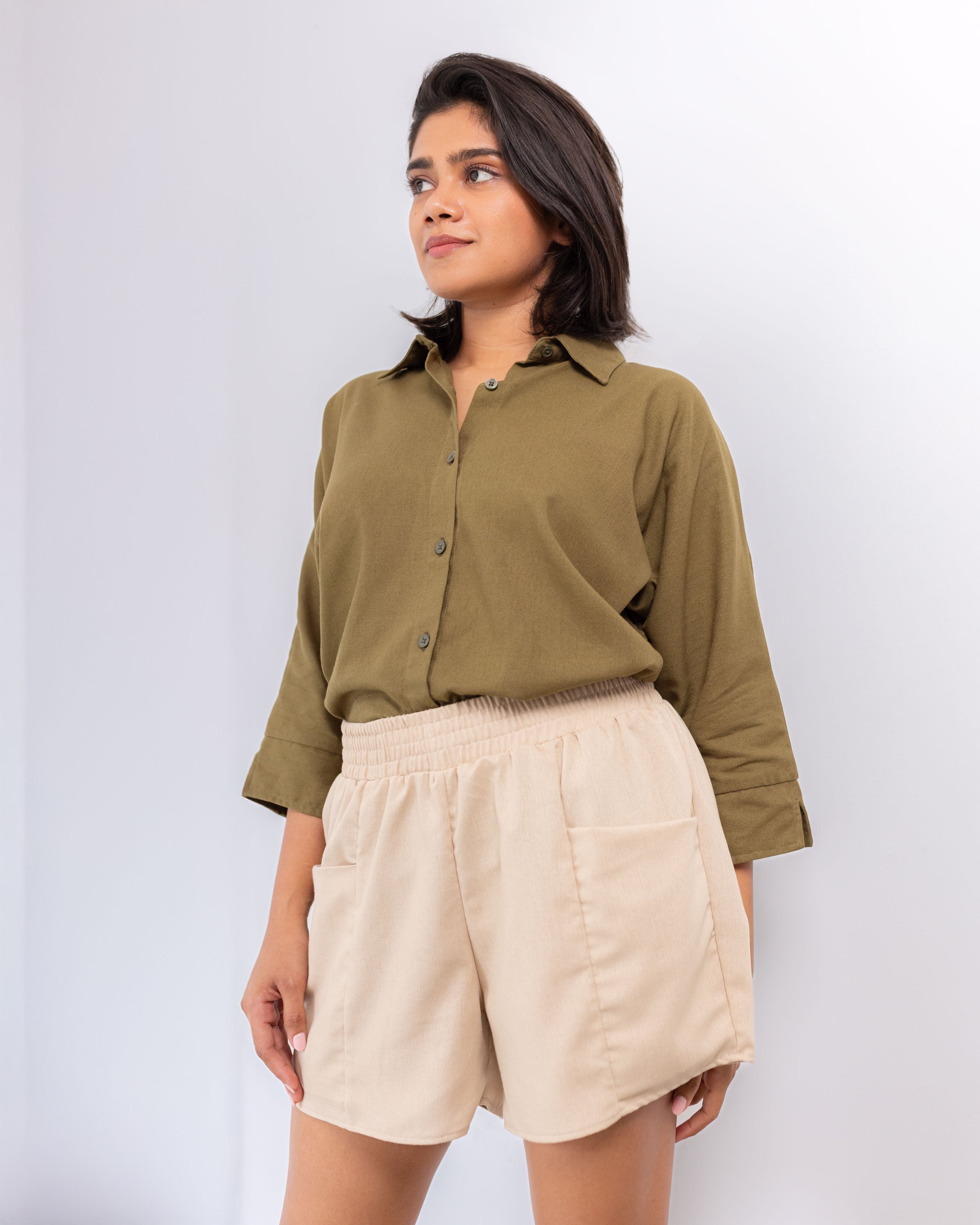 Milan Linen Top - Olive