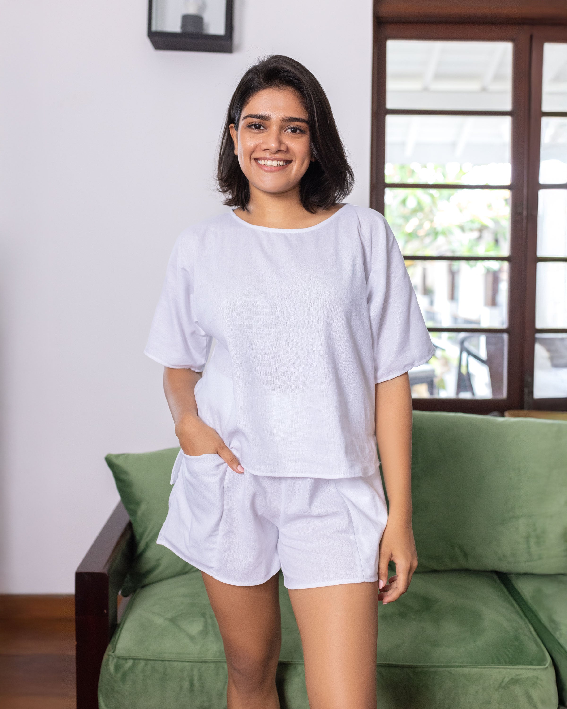 Milan Linen Short - White