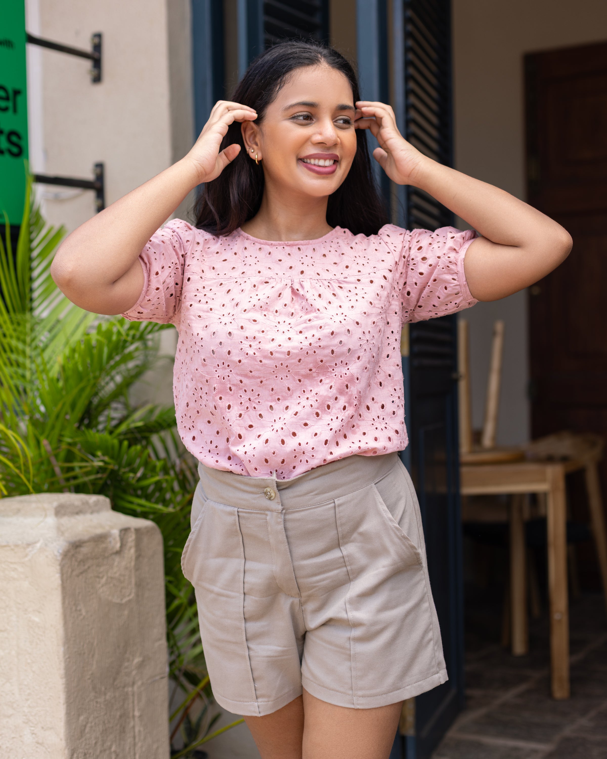 Laila Cutlon Top -Pink