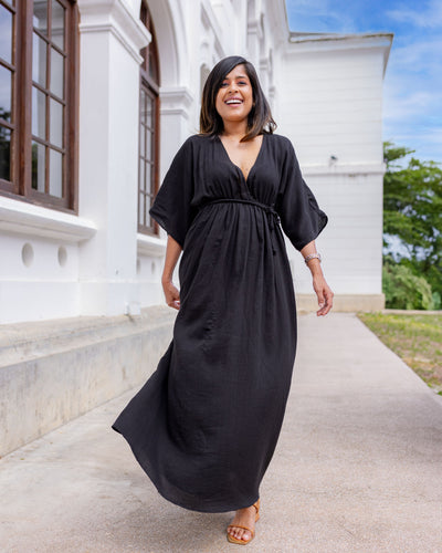 Rosalini Kaftan Maxi Dress - Black