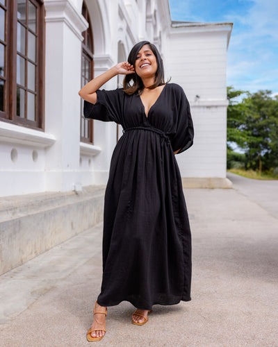 Rosalini Kaftan Maxi Dress - Black