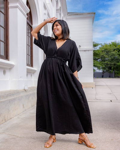 Rosalini Kaftan Maxi Dress - Black