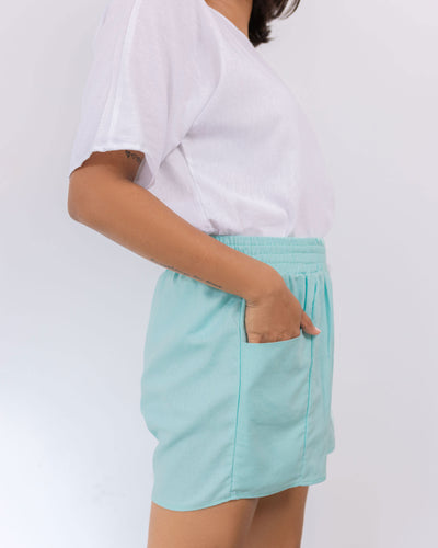 Milan Linen Short - Mint Blue