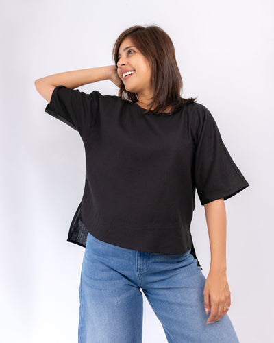 Emerson Linen Top - Black