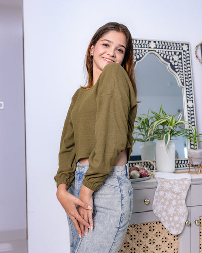 Lumi Knitted Top - Dark Green