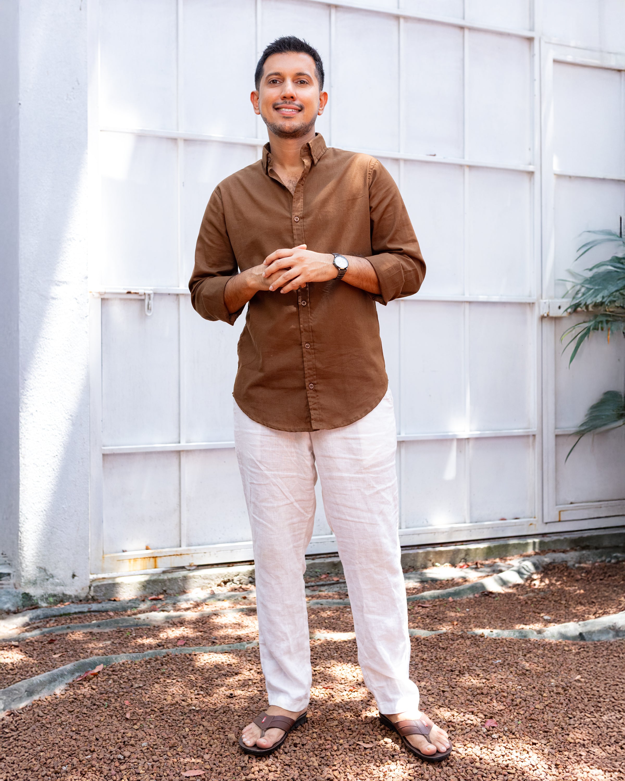 Adam Cotton Shirt for Men- Brown