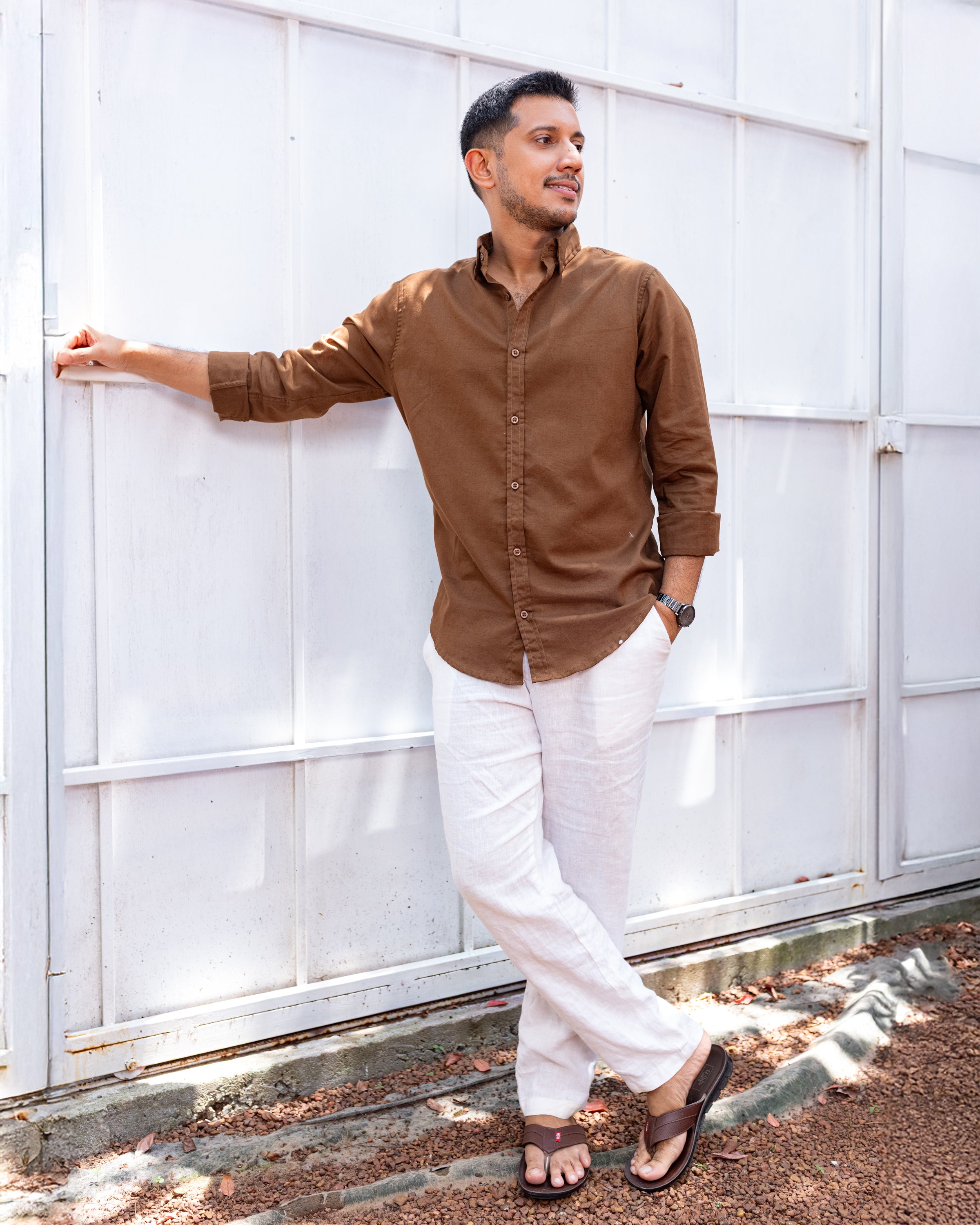 Adam Cotton Shirt for Men- Brown