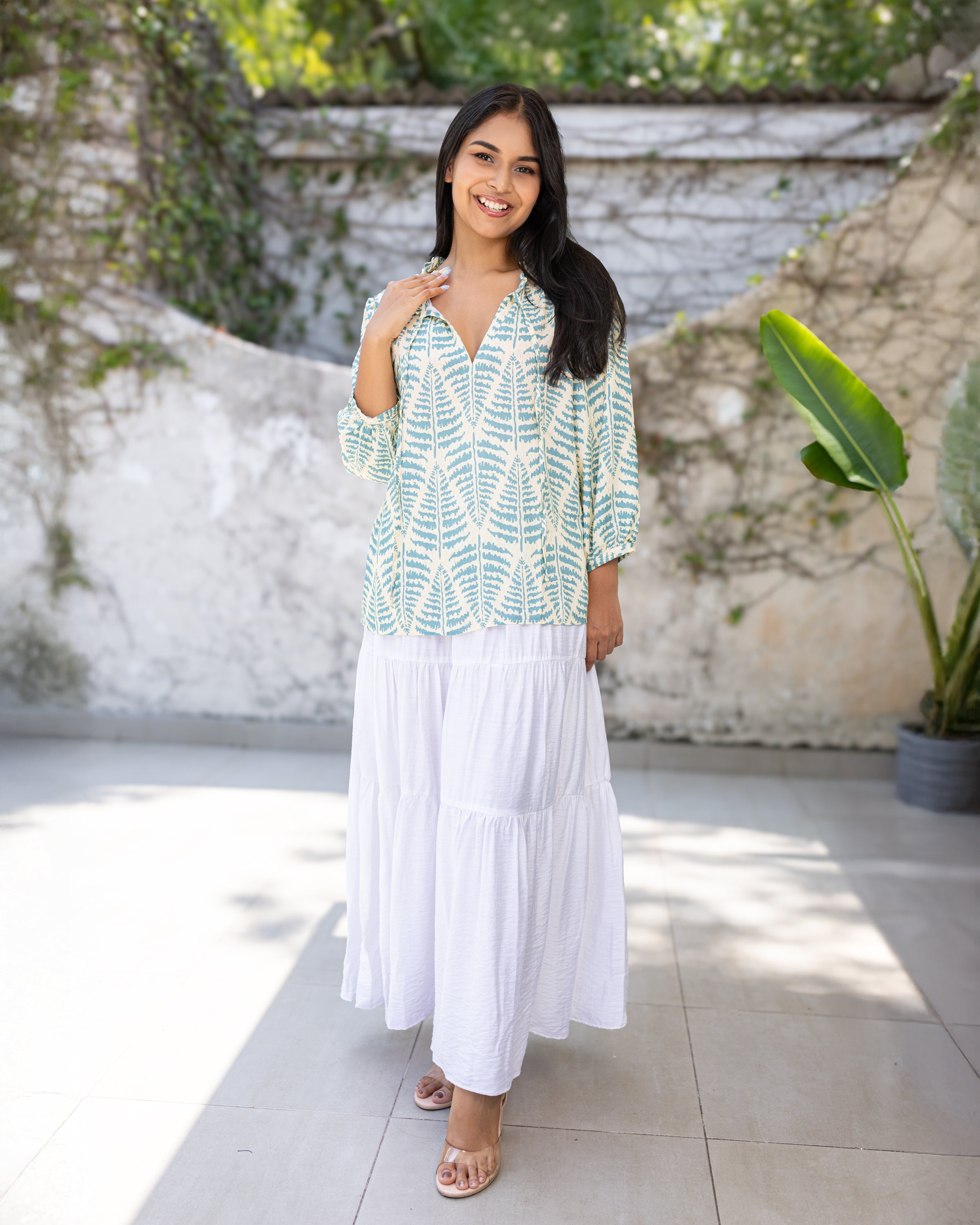 Shonali Cotton Top - Light Blue Printed