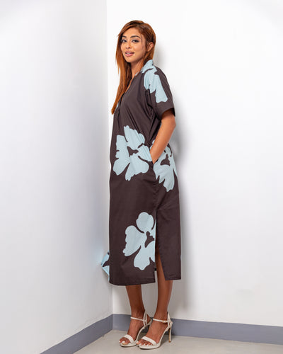 Agartha Floral Shift Dress - Mint in Black