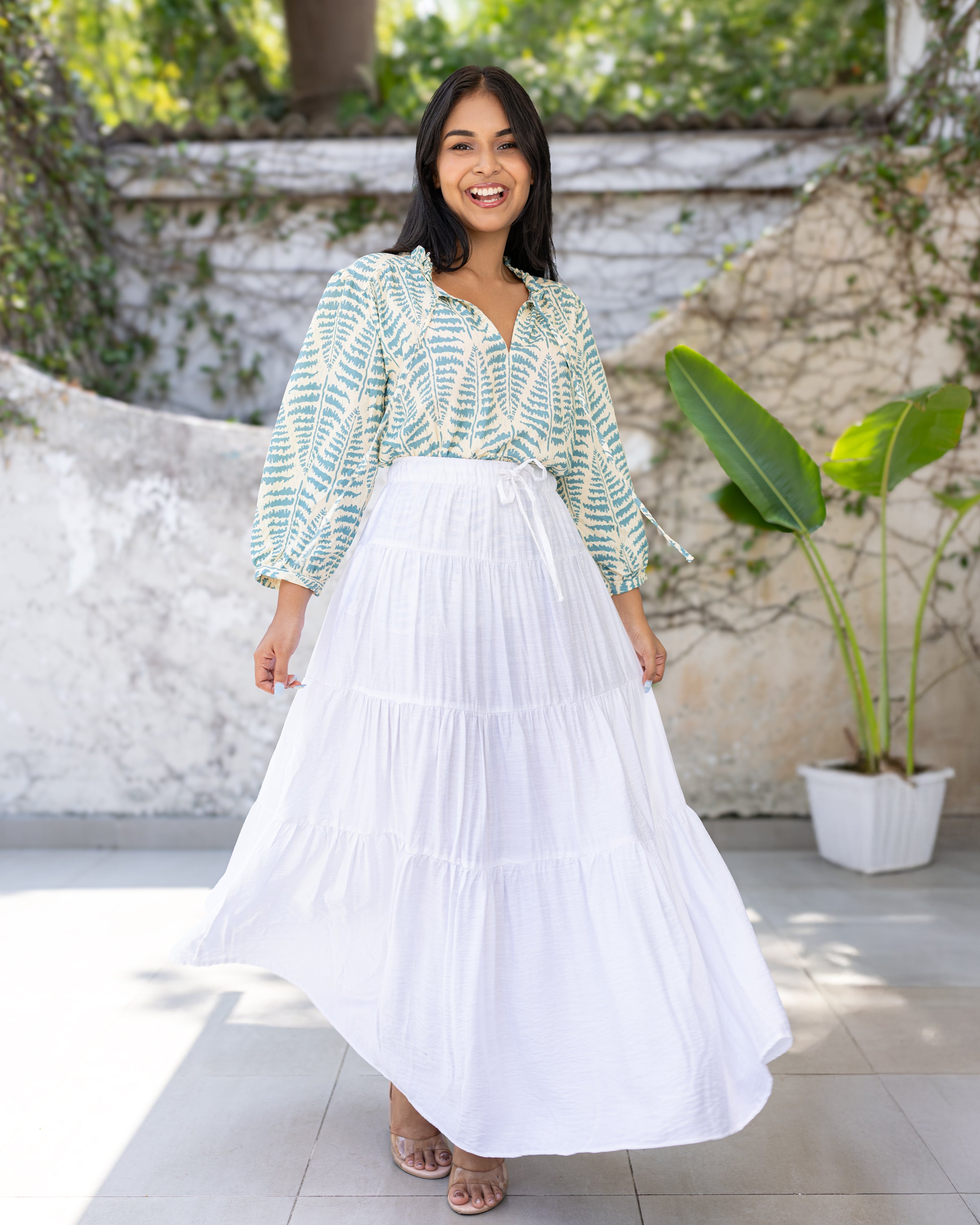 Shyla Layered Maxi Skirt - White