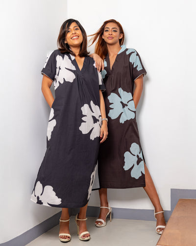 Agartha Floral Shift Dress - Mint in Black