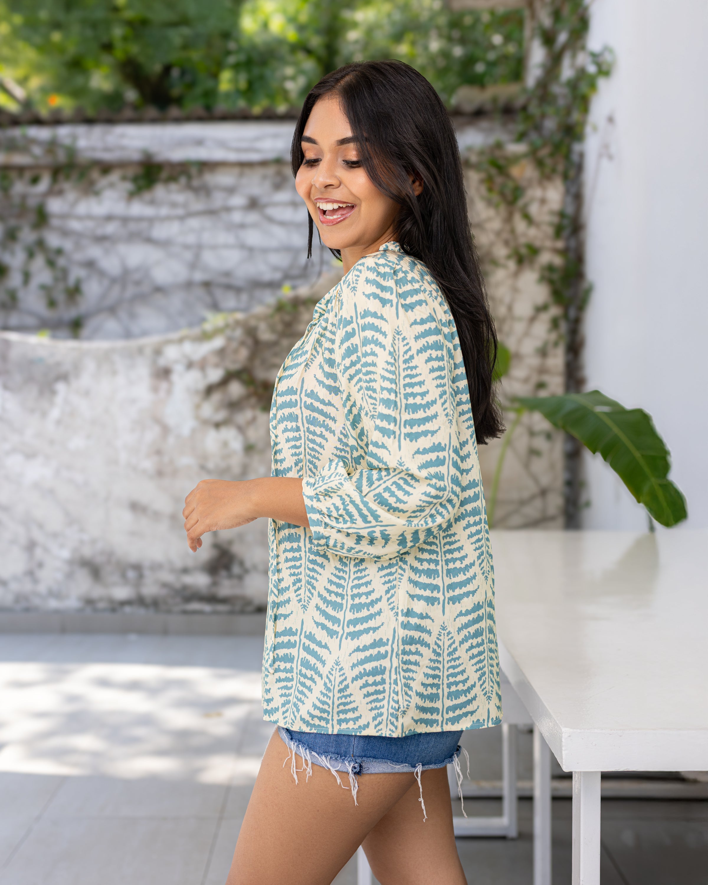 Shonali Cotton Top - Light Blue Printed