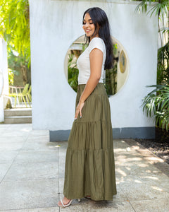 Shyla Layered Maxi Skirt - Olive