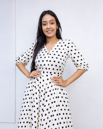 Elizabeth Polka Dotted Linen Blouse- White