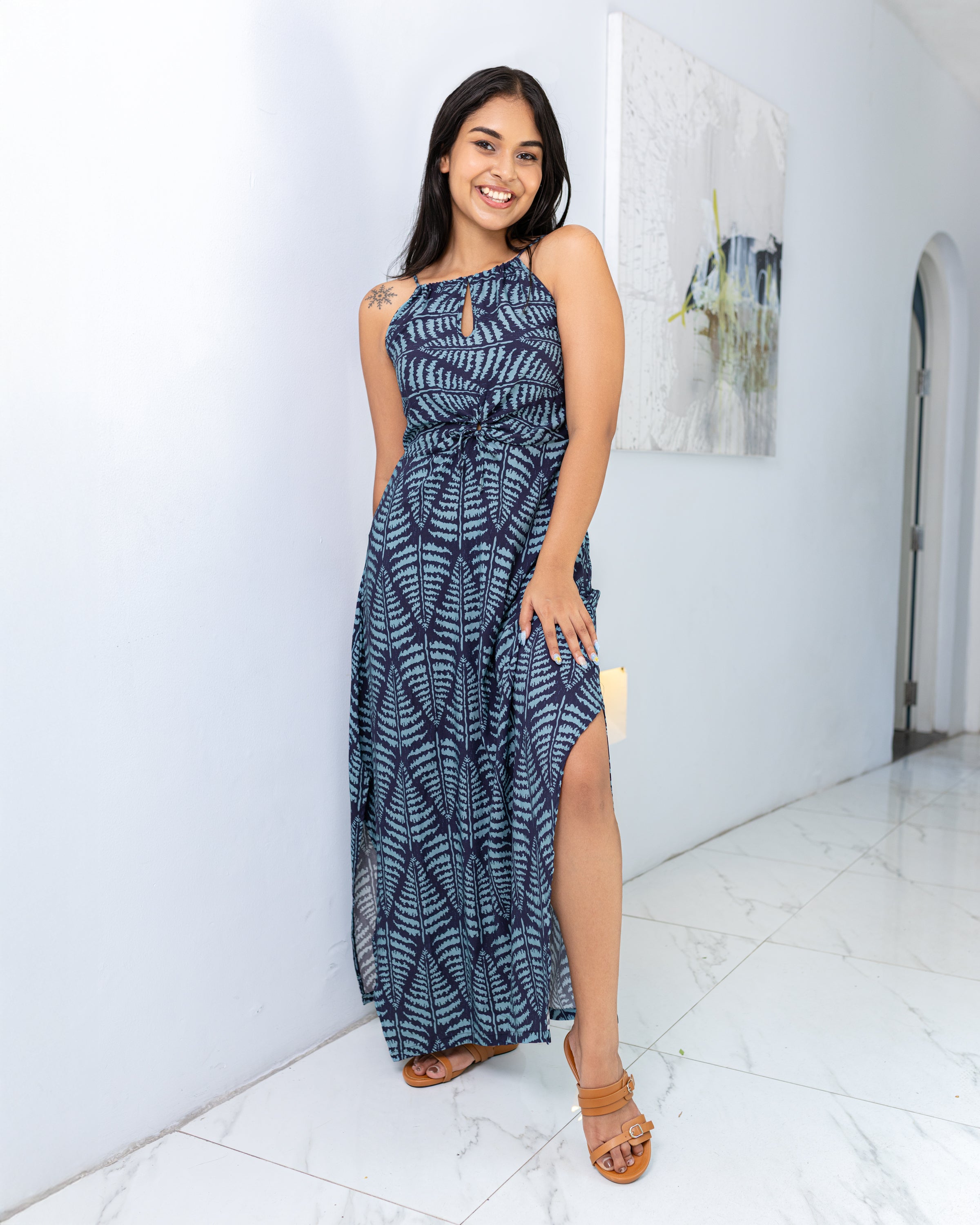 Mind Bluing You Halter Dress