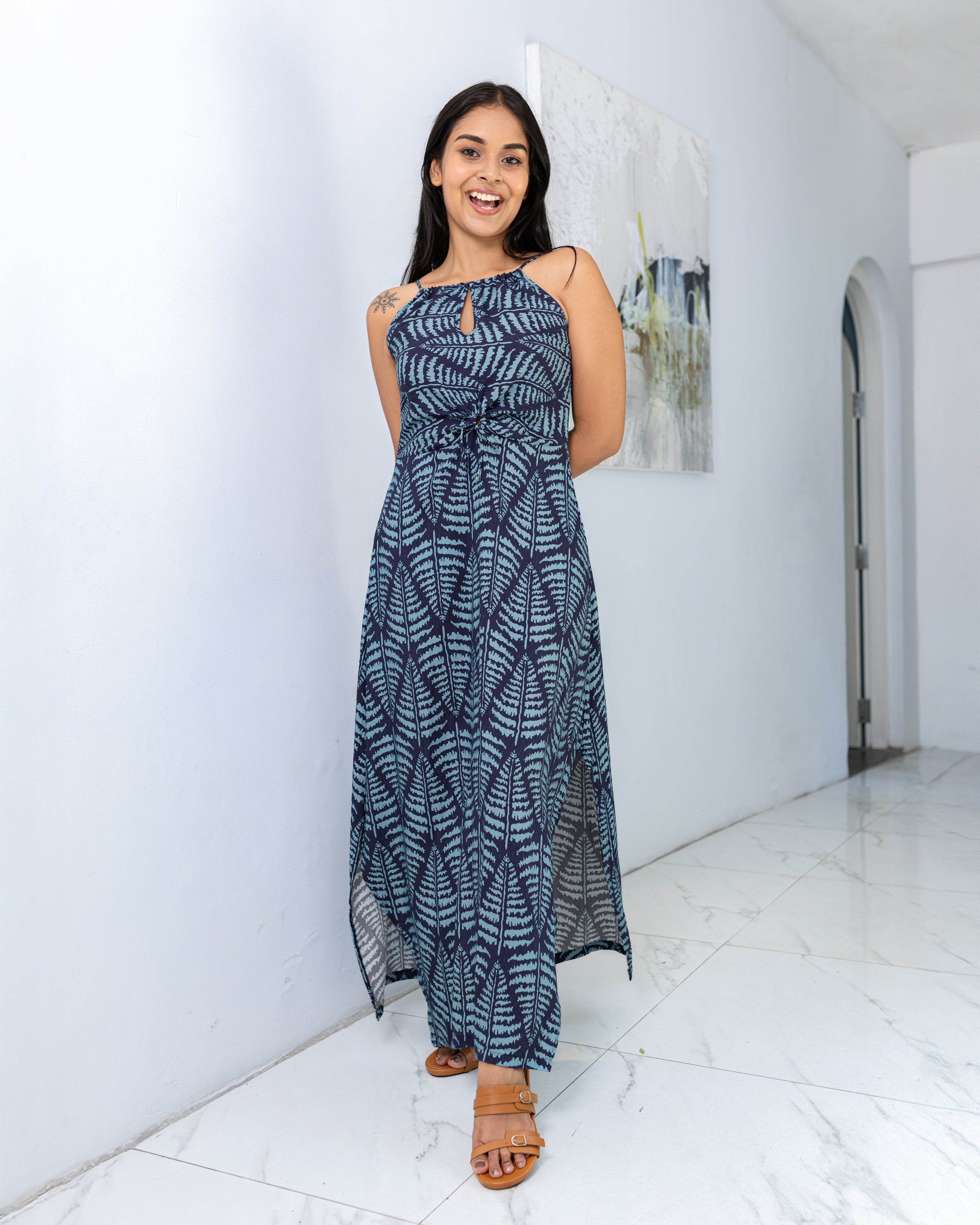 Mind Bluing You Halter Dress