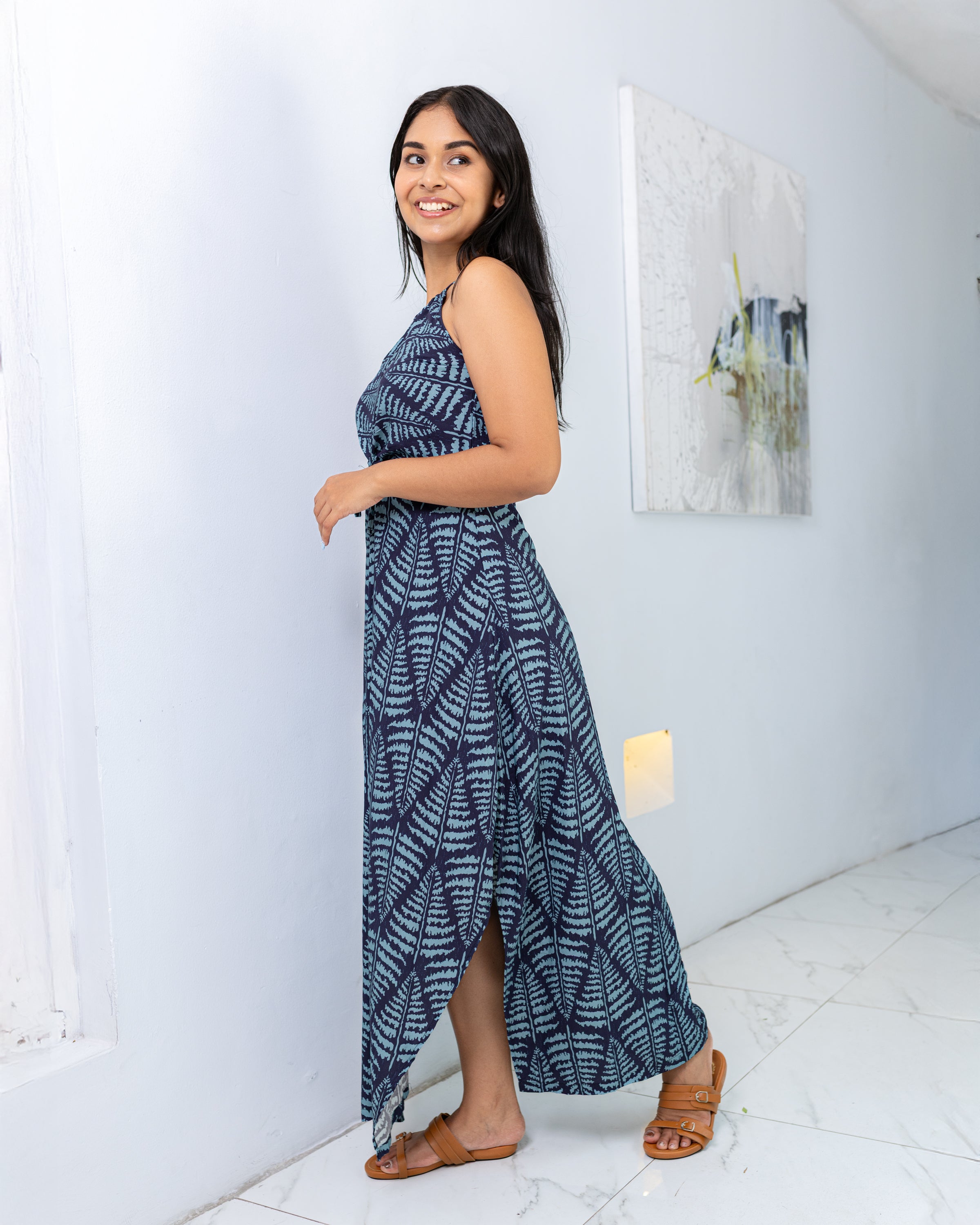 Mind Bluing You Halter Dress