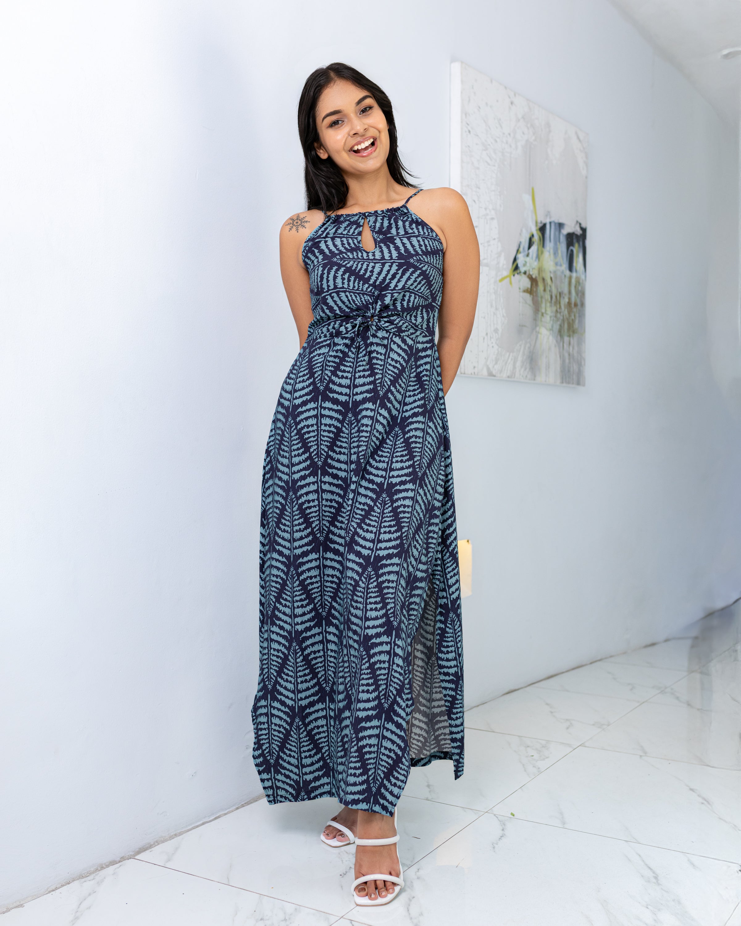 Mind Bluing You Halter Dress