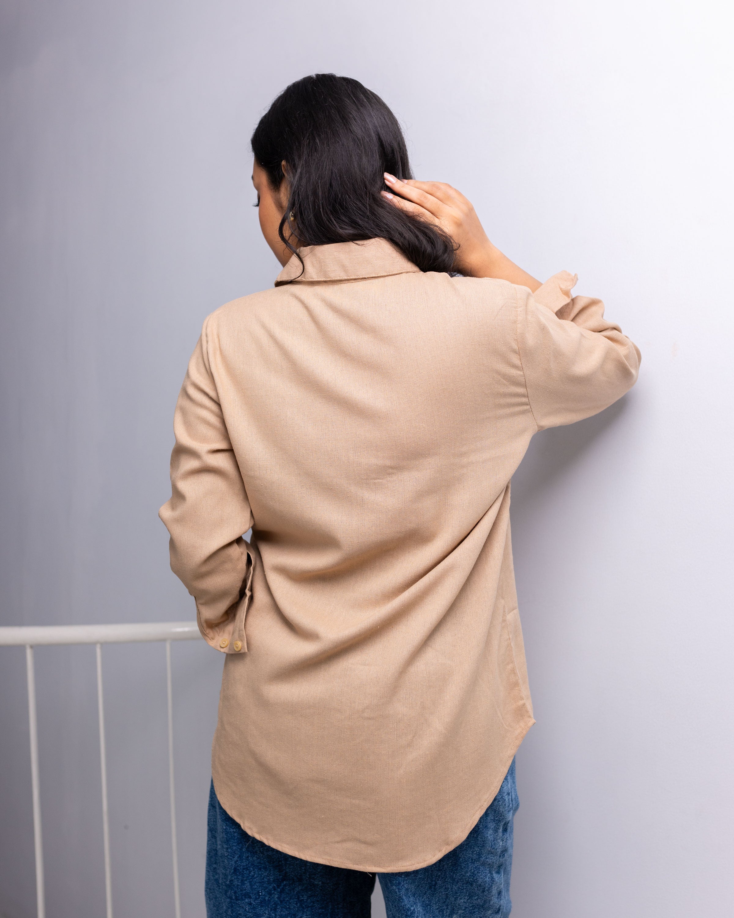 Dedunu Linen Oversized Shirt - Beige