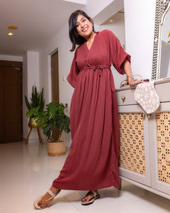 Rosalini Kaftan Maxi Dress - Brick