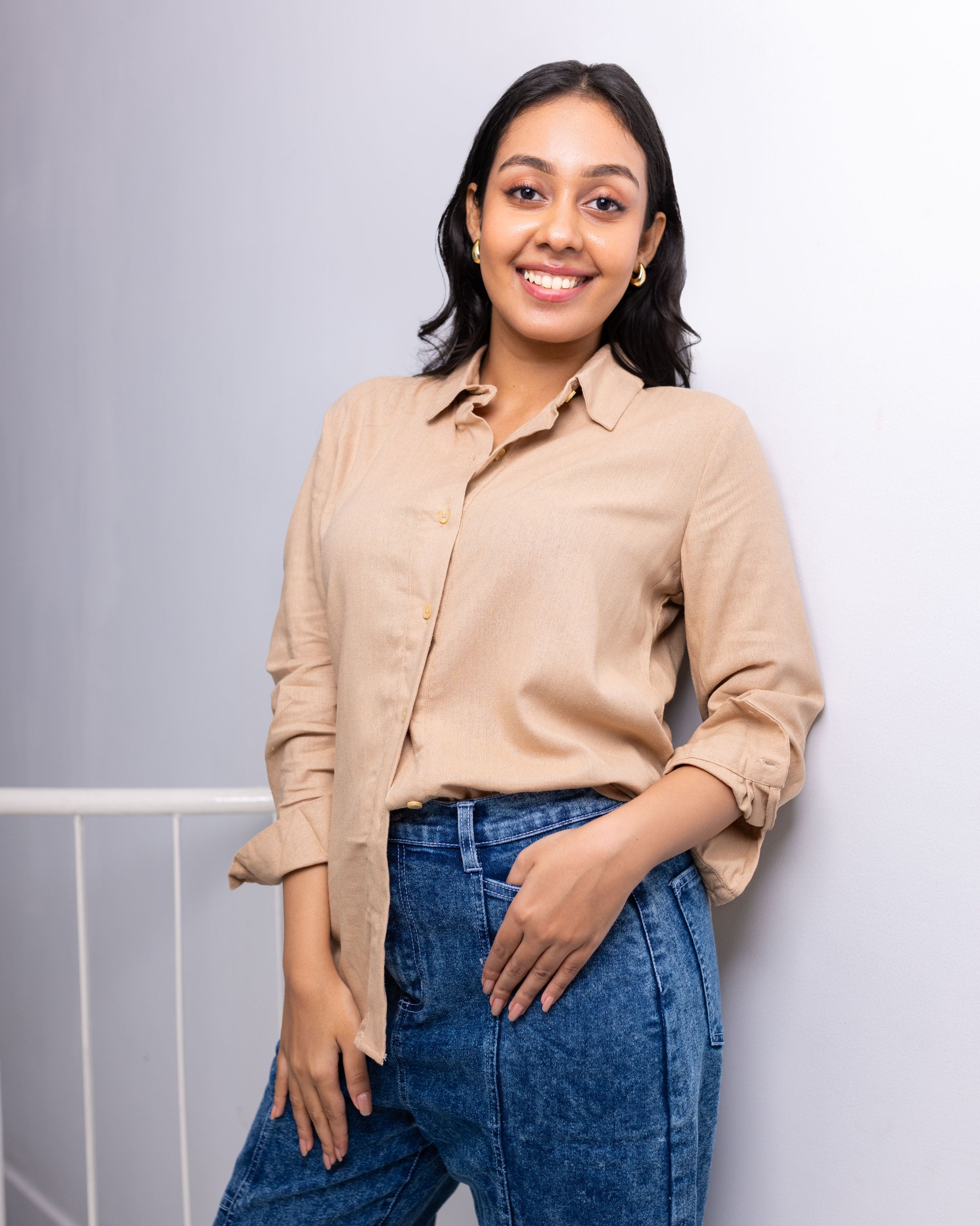 Dedunu Linen Oversized Shirt - Beige