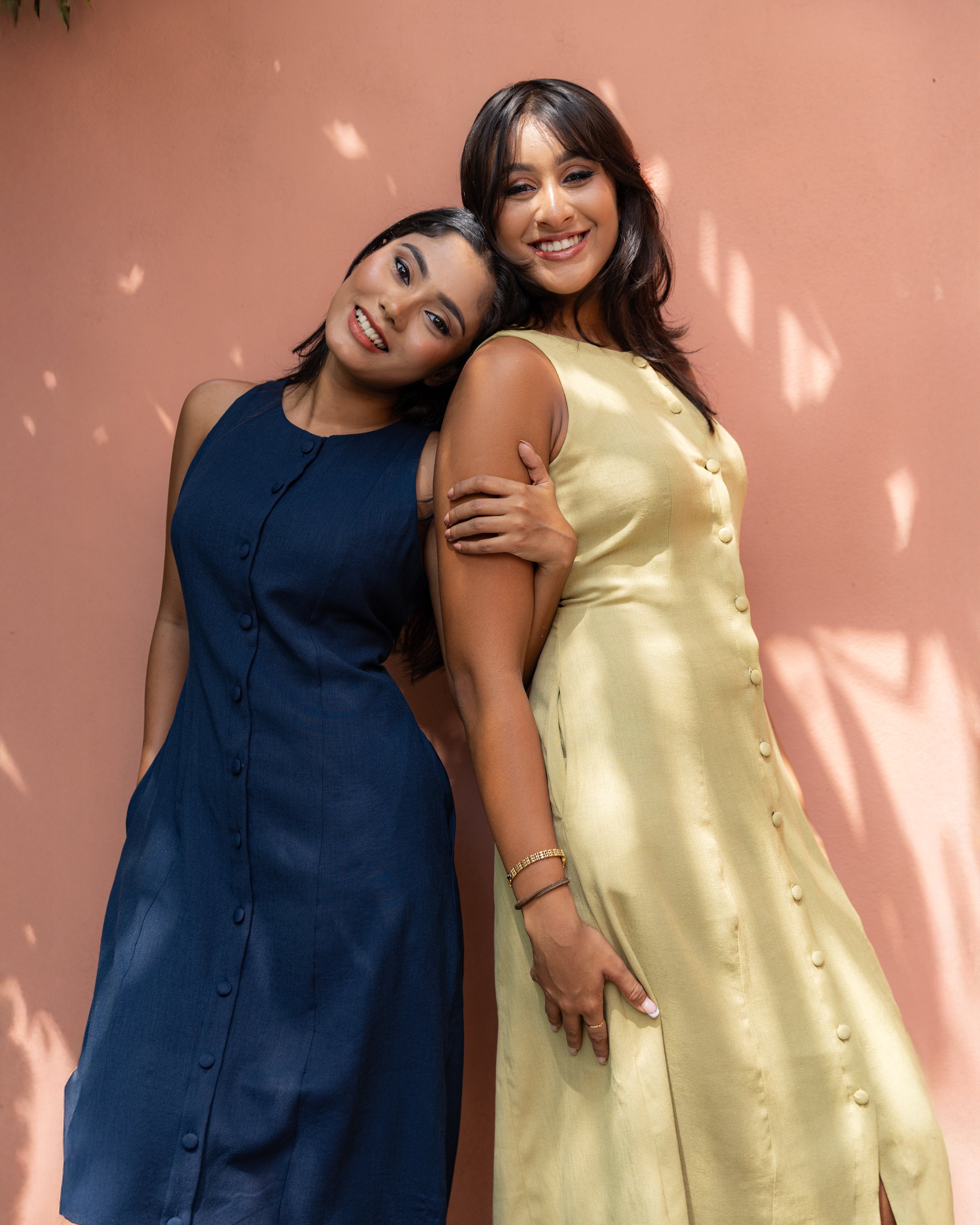 Aheli Cotton Button Down Dress - Butter Lemon