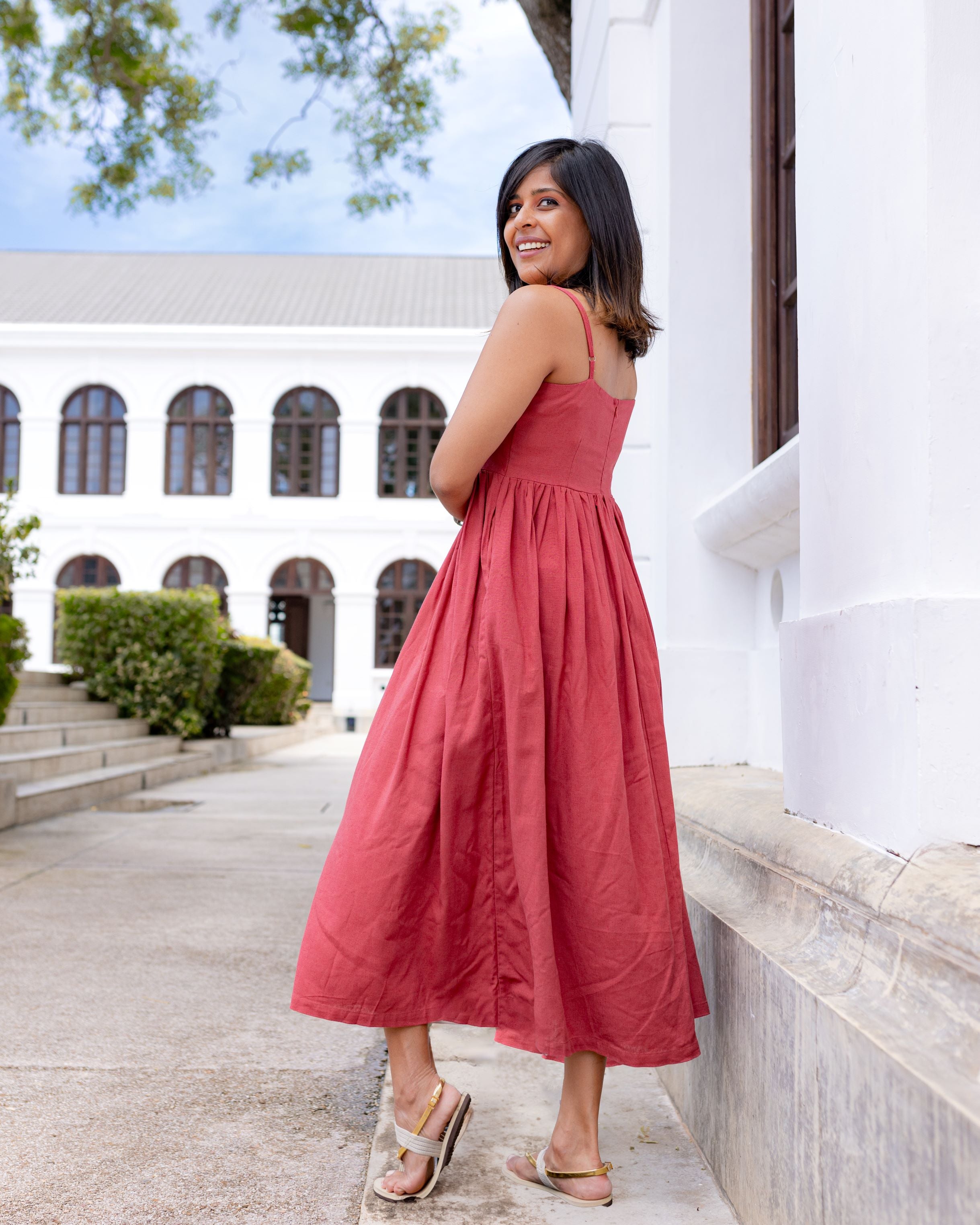 Blake Midi Dress - Brick